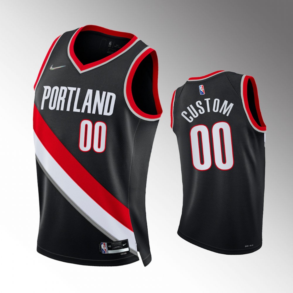 #00 Custom Blazers Black 2021-22 75th Diamond Anniversary Icon Edition Jersey