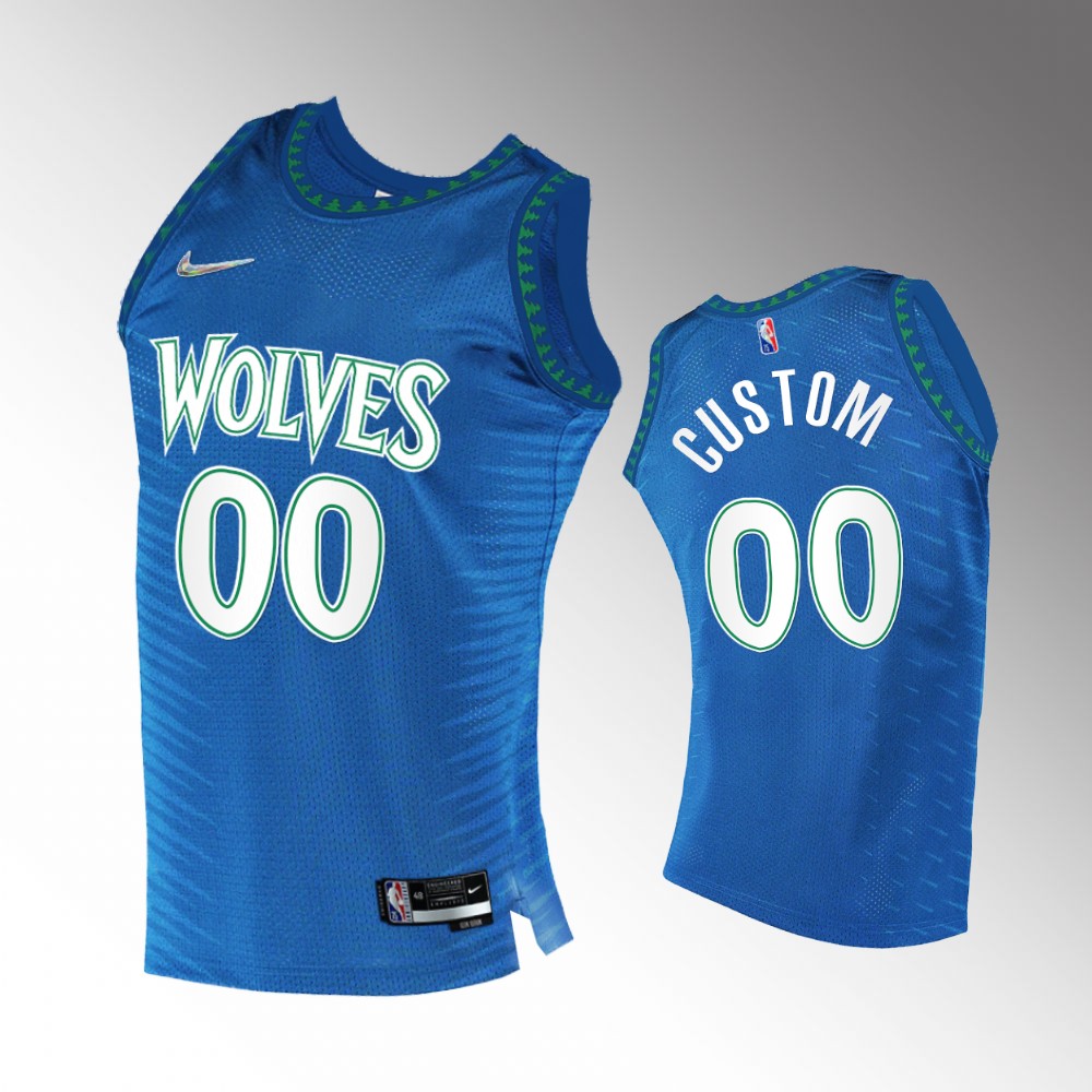 #00 Custom Timberwolves Royal 2021-22 75th Diamond Anniversary City Edition Jersey