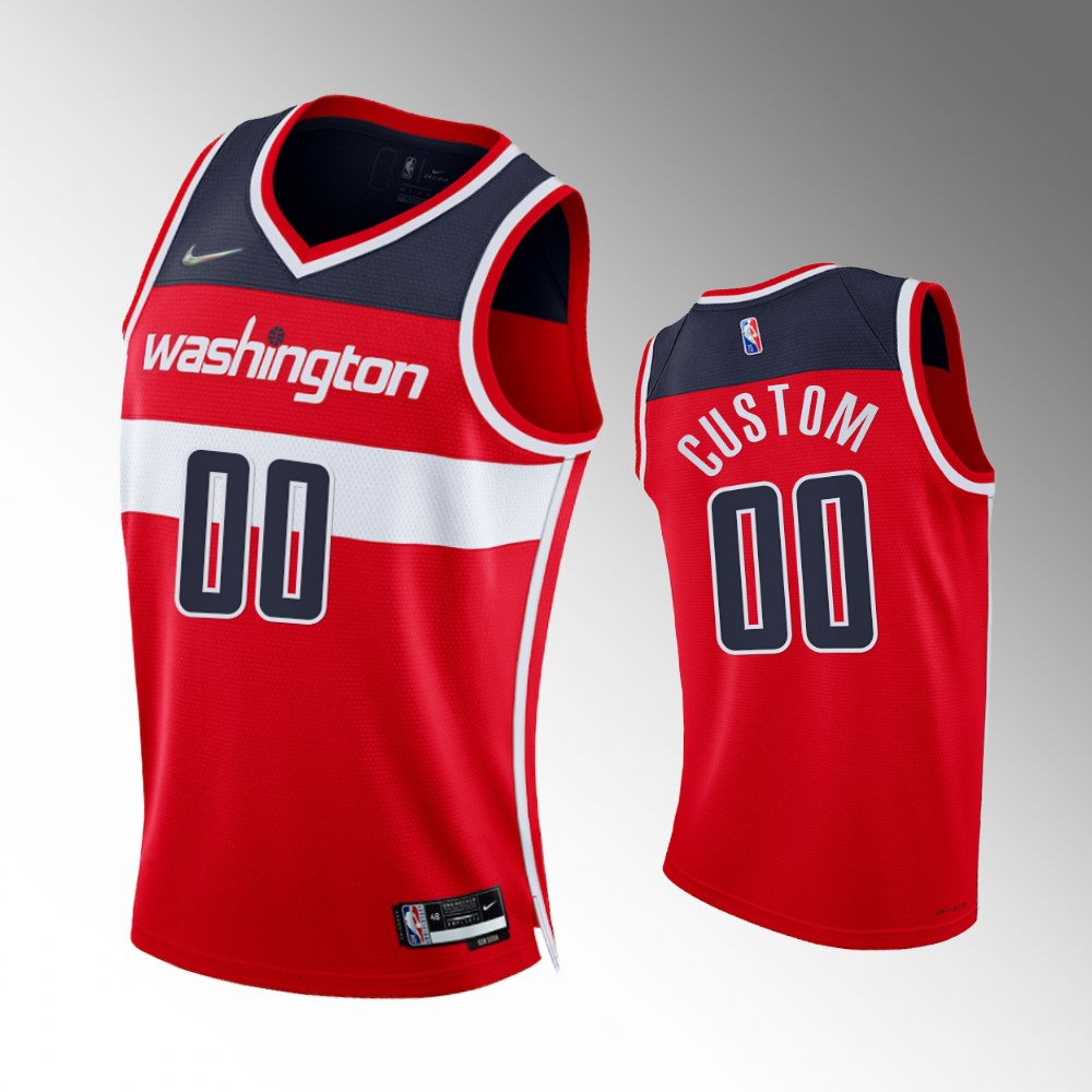 #00 Custom Wizards Red 2021-22 75th Diamond Anniversary Icon Edition Jersey