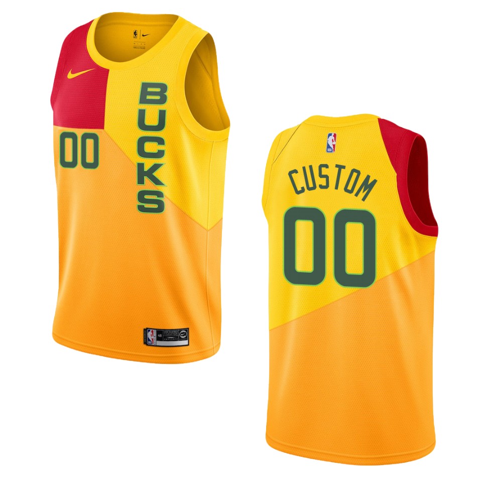 2019-20 Men Milwaukee Bucks #00 Custom City Edition Swingman Jersey - Yellow