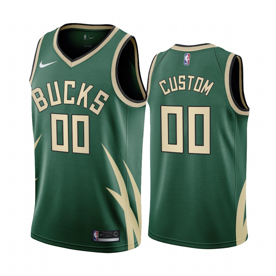 2020-21 Milwaukee Bucks Custom Earned Edition Green #00 Jersey