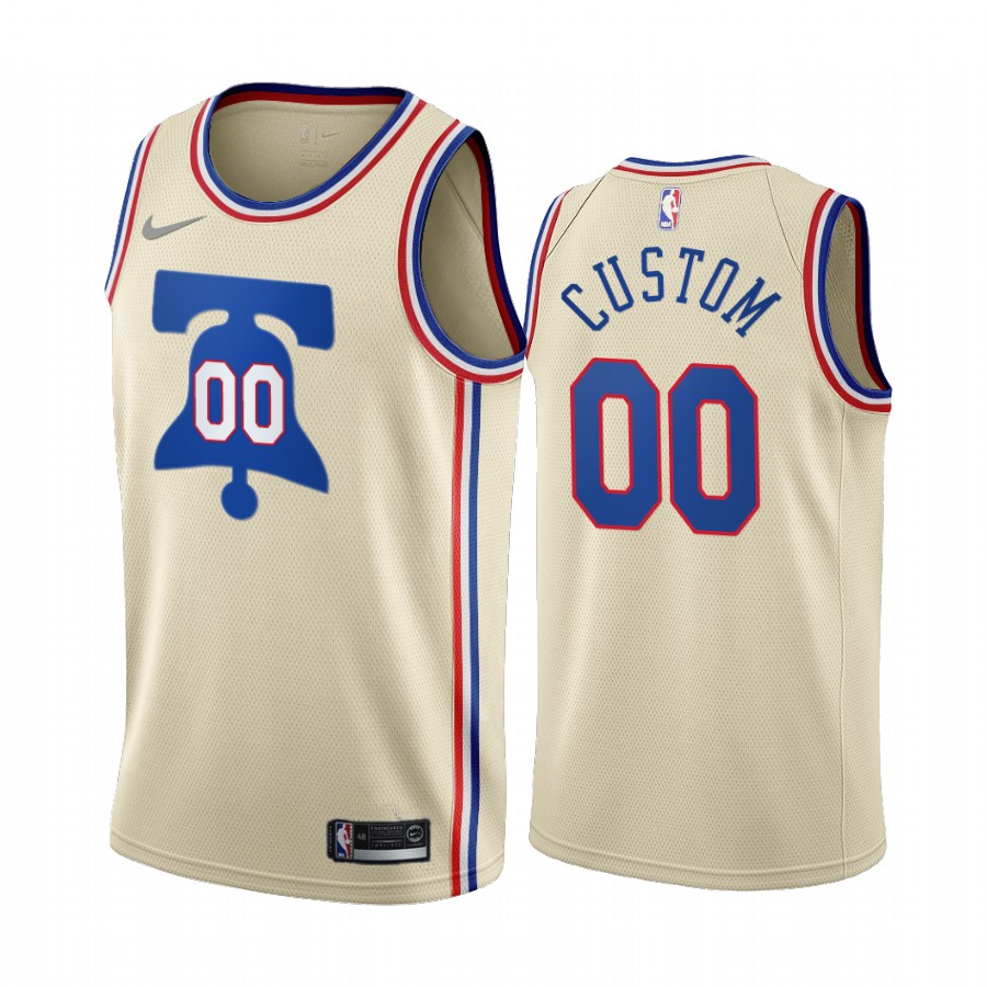 2020-21 Philadelphia 76ers Custom Earned Edition Cream #00 Jersey