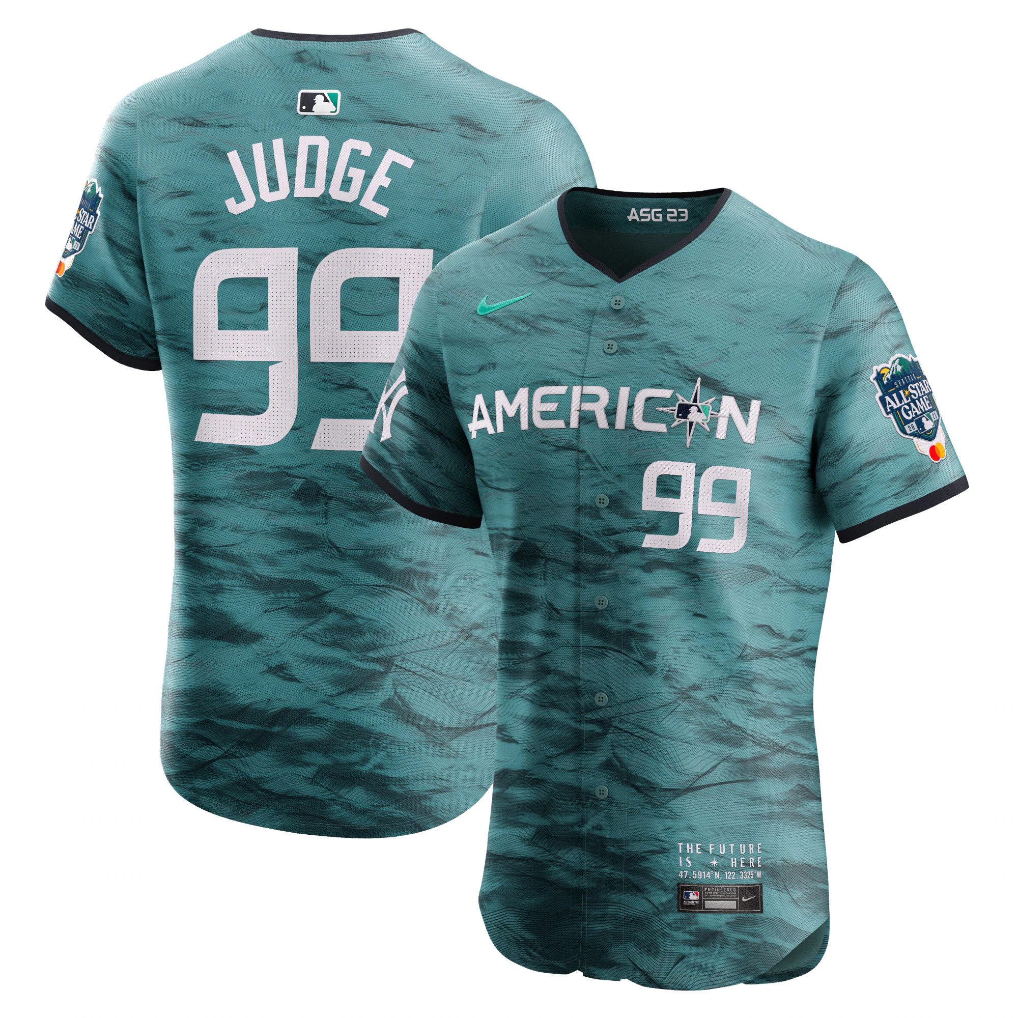 Aaron Judge American League Nike 2023 MLB All-Star Game Vapor Premier Elite Player Jersey - Teal