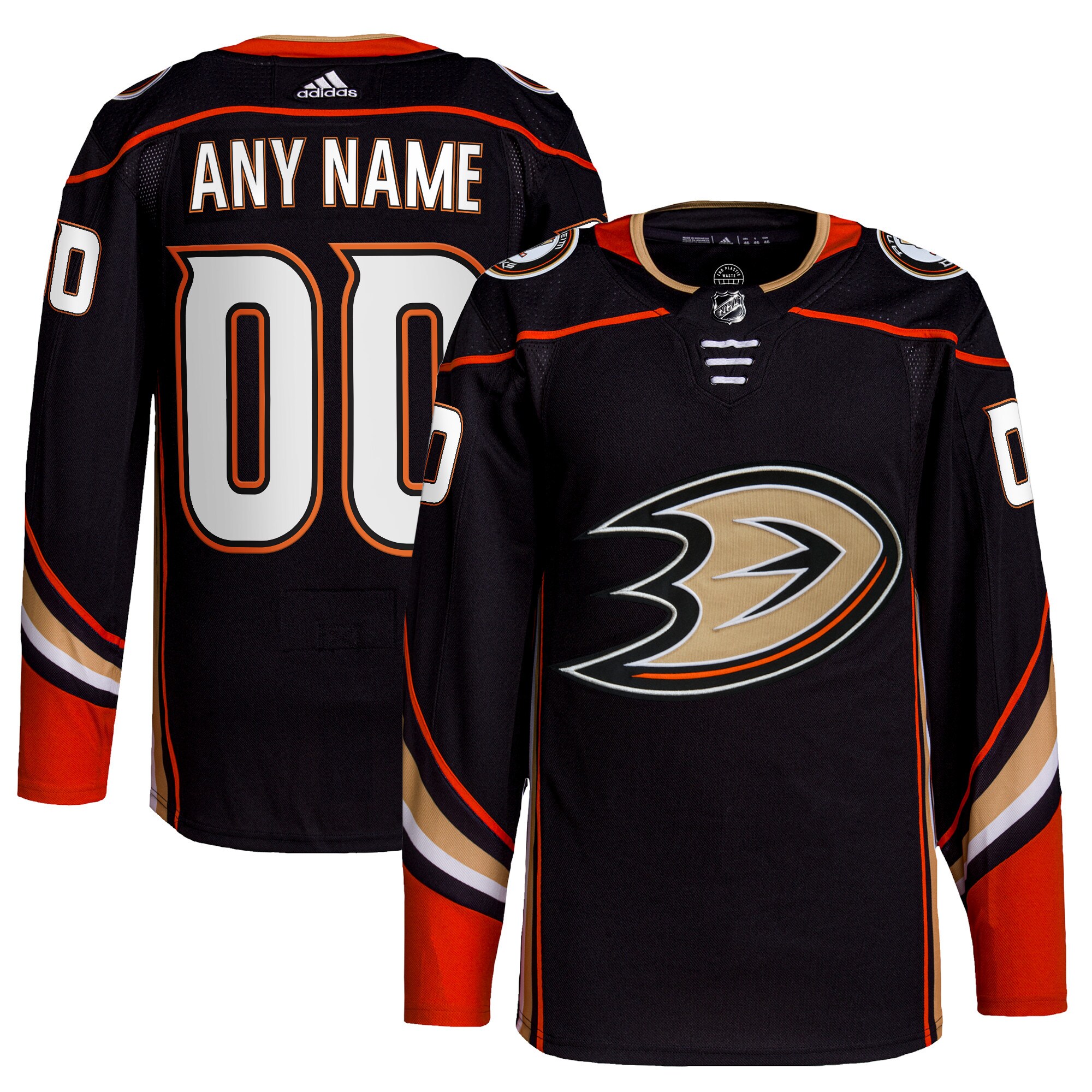  Anaheim Ducks adidas  Home  Primegreen Authentic Custom Jersey - Black