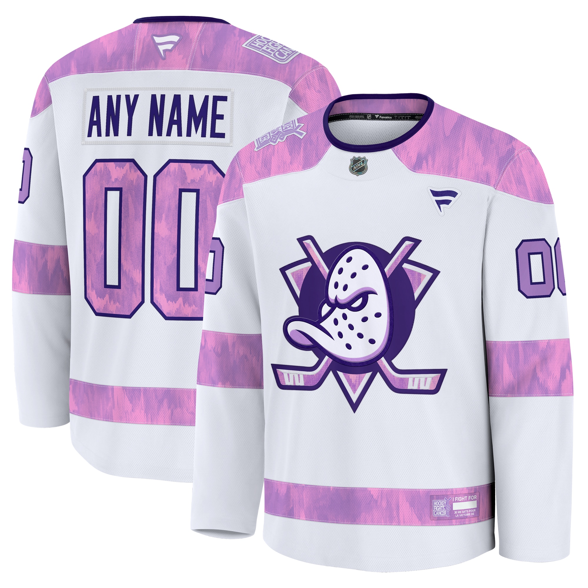 Anaheim Ducks Fanatics 2024 Hockey Fights Cancer Custom Practice Jersey - White