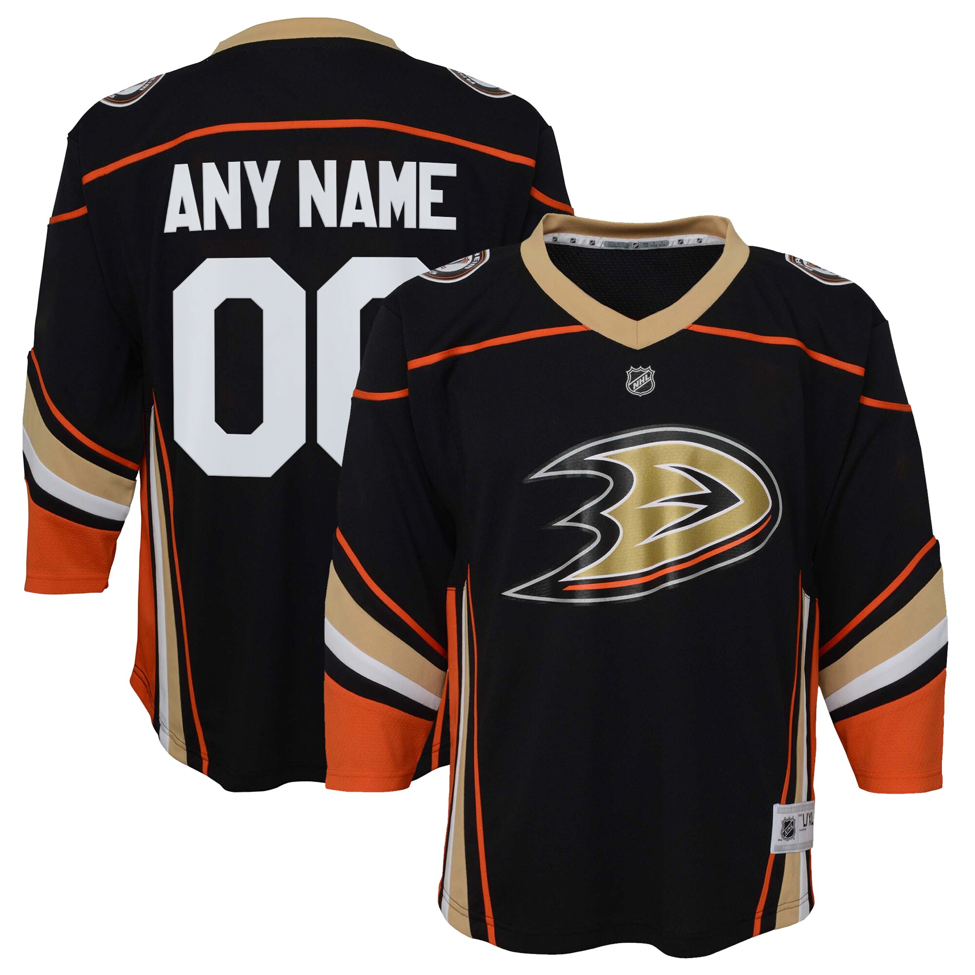  Anaheim Ducks Youth Home Replica Custom Jersey - Black