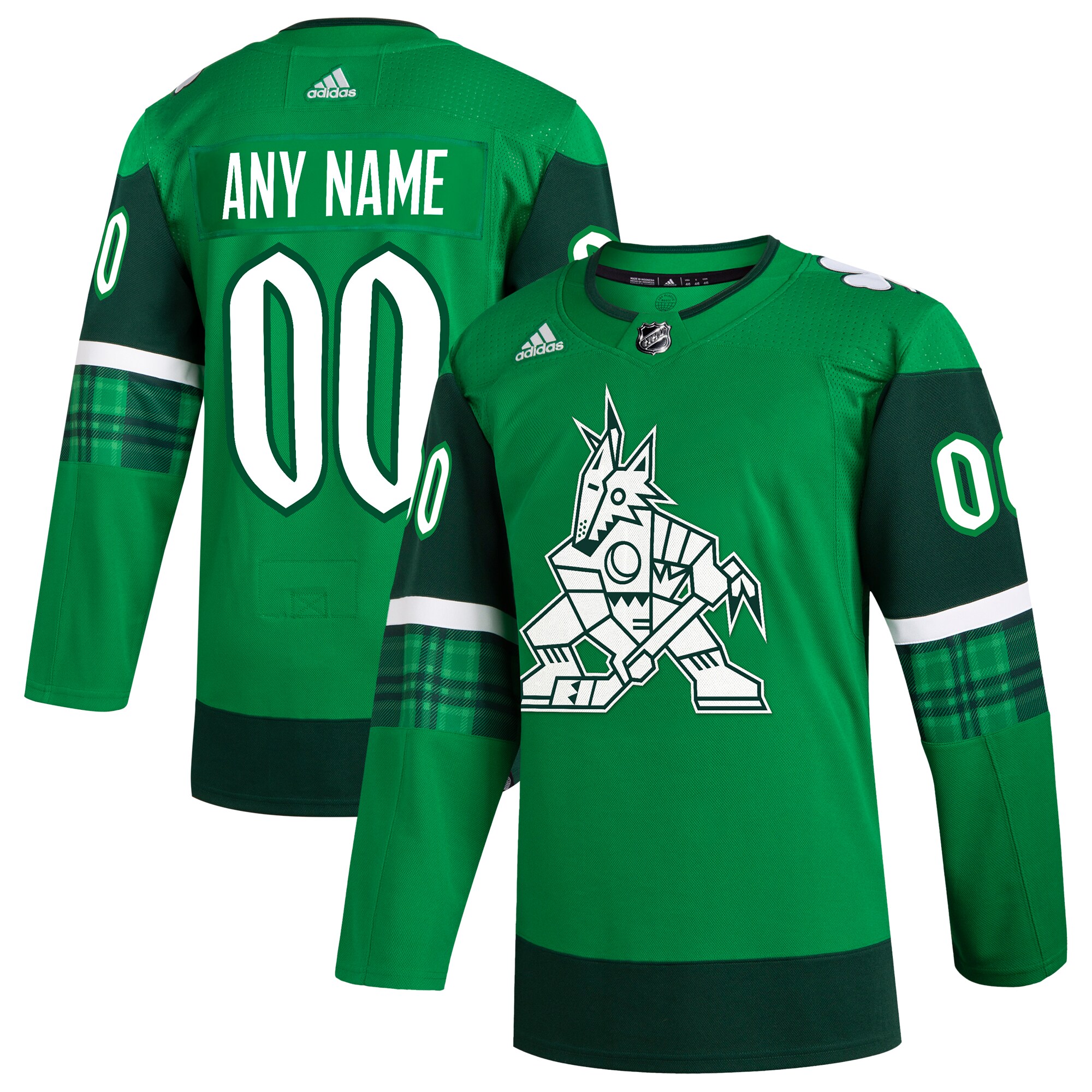  Arizona Coyotes adidas St. Patrick's Day Authentic Custom Jersey - Kelly Green