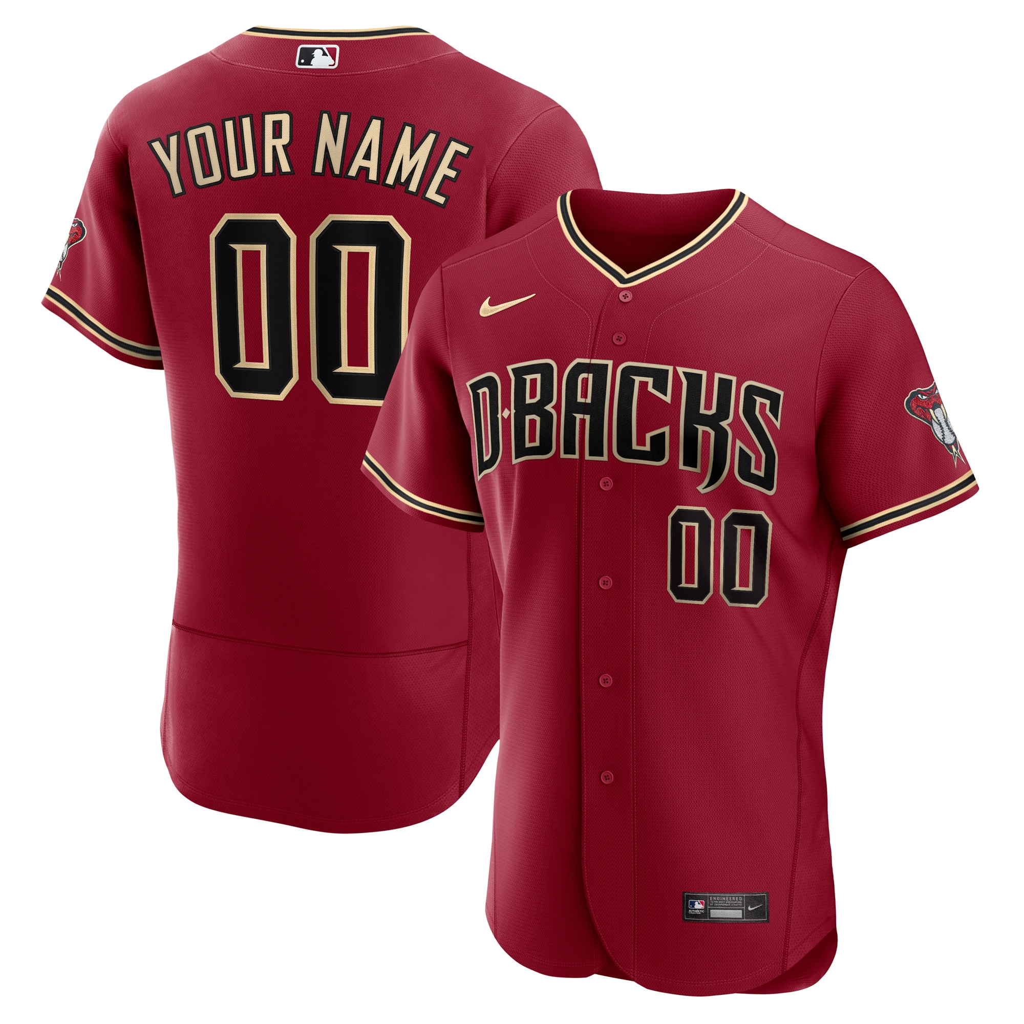 Arizona Diamondbacks Nike Alternate Authentic Custom Jersey - Crimson