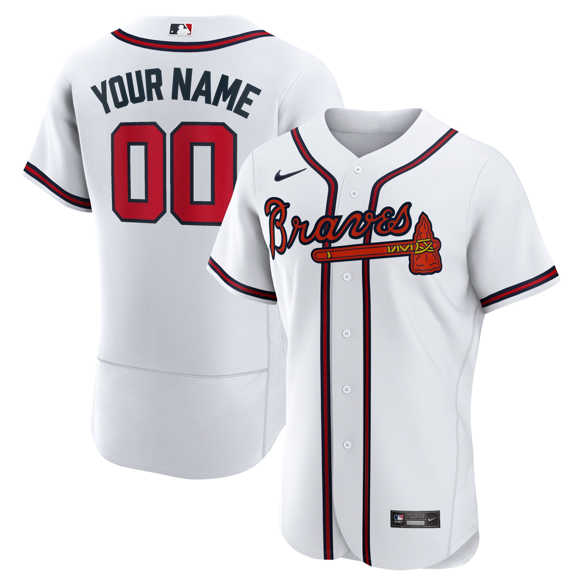 Atlanta Braves Nike Home Authentic Custom Jersey - White