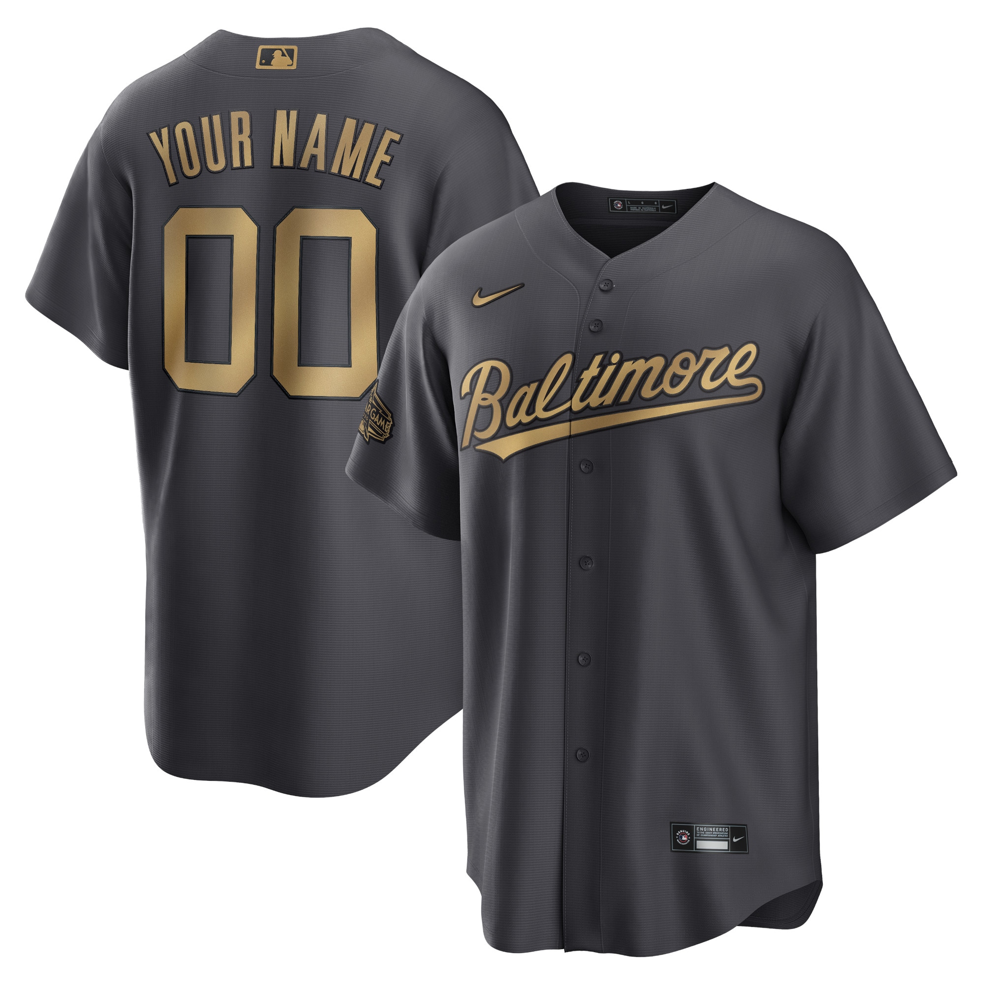Baltimore Orioles Nike 2022 MLB All-Star Game Replica Custom Jersey - Charcoal