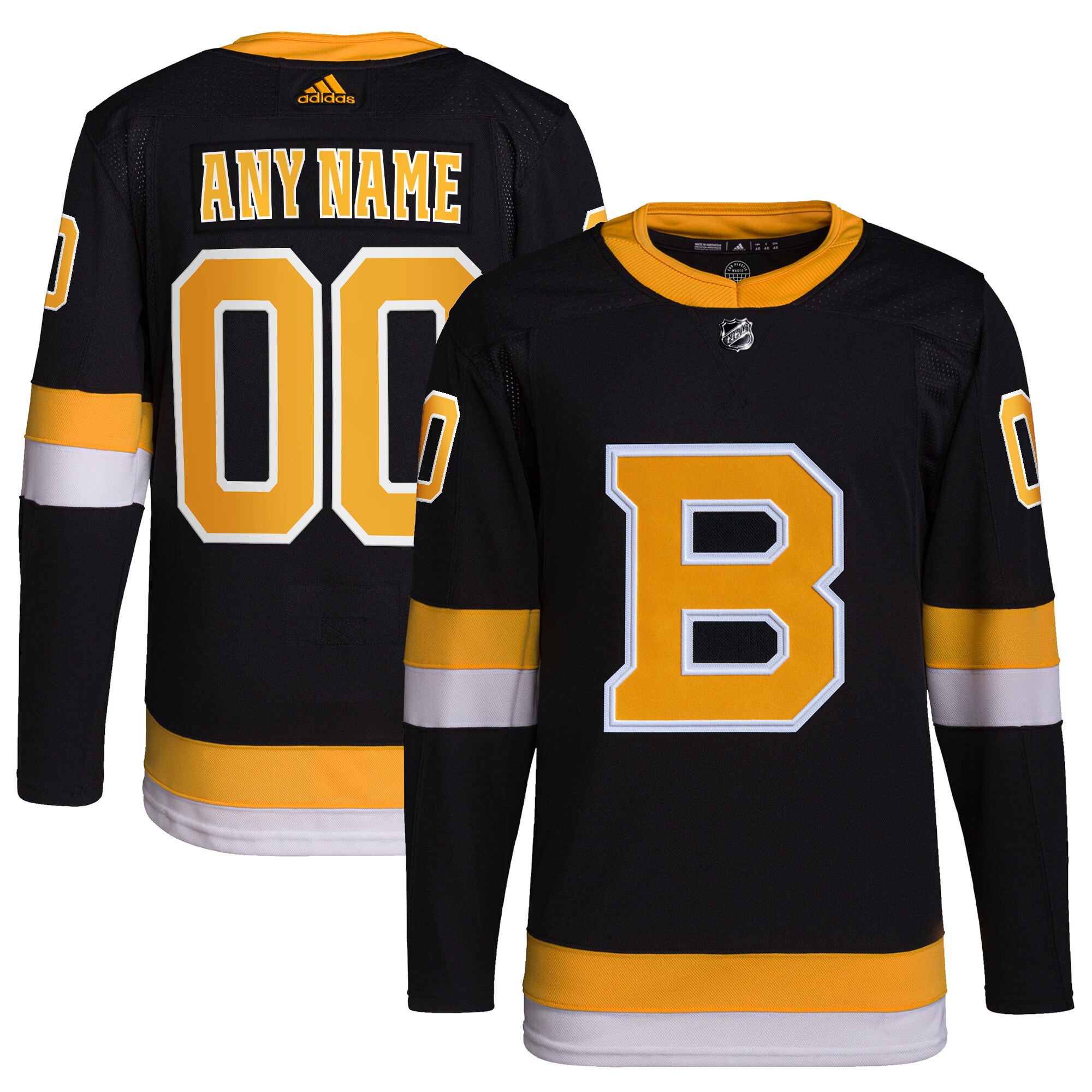  Boston Bruins adidas  Alternate  Primegreen Authentic Custom Jersey - Black