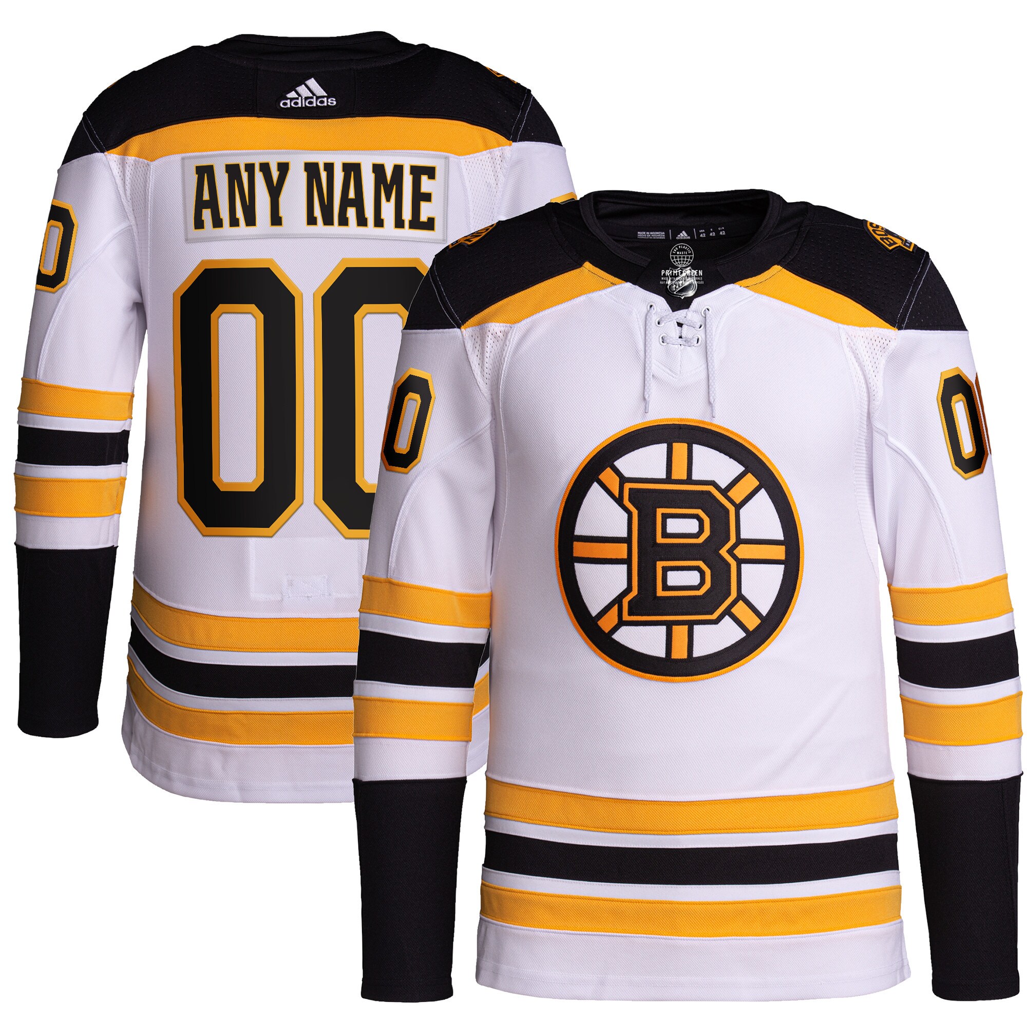  Boston Bruins adidas  Away  Primegreen Authentic Custom Jersey - White