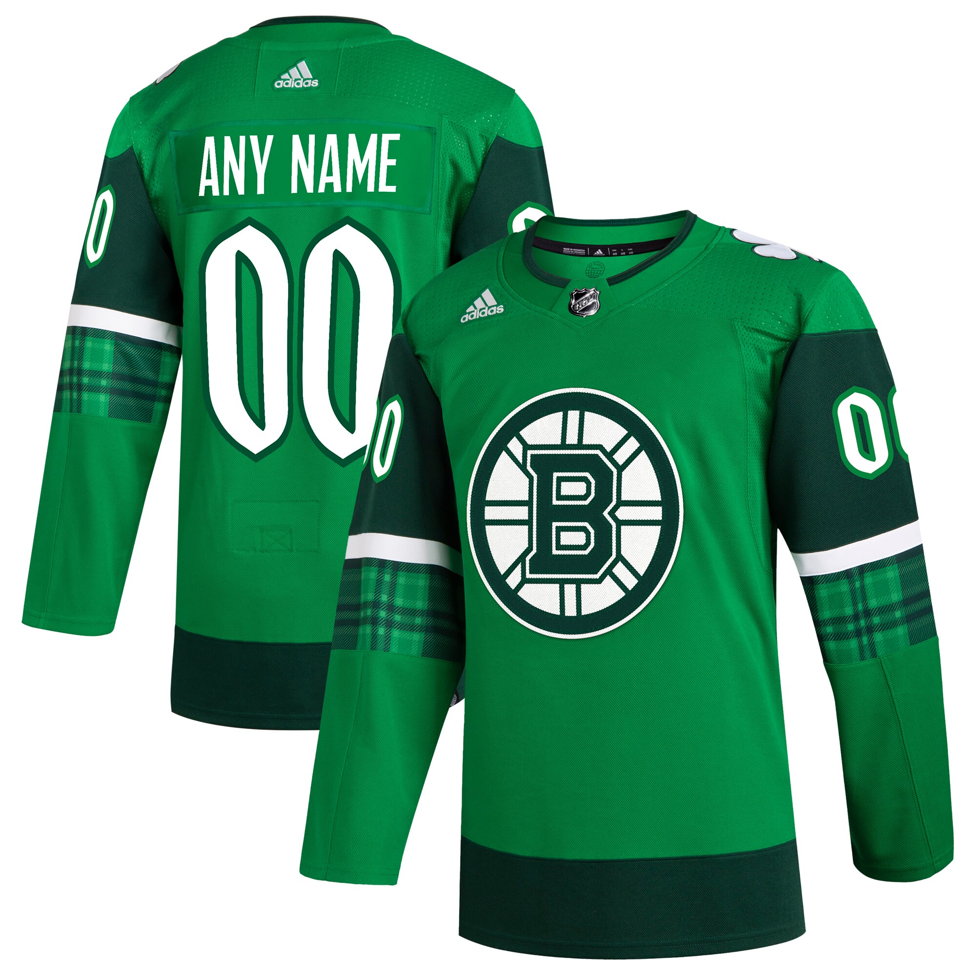  Boston Bruins adidas St. Patrick's Day Authentic Custom Jersey - Kelly Green