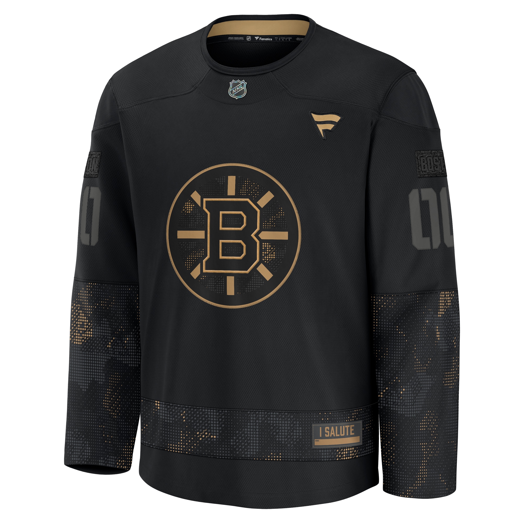  Boston Bruins Fanatics 2024 Military Appreciation Custom Practice Jersey - Black