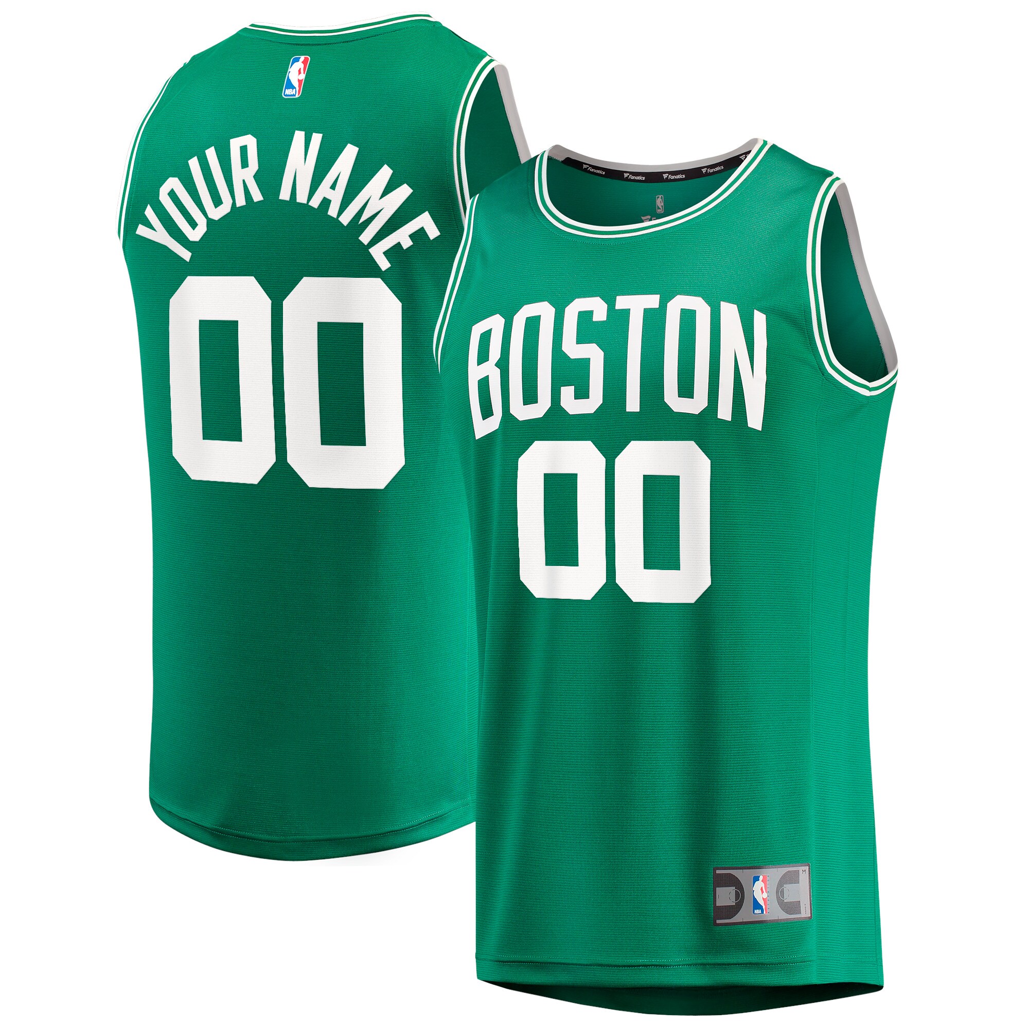  Boston Celtics Fanatics Youth Fast Break Custom Jersey - Green - Icon Edition