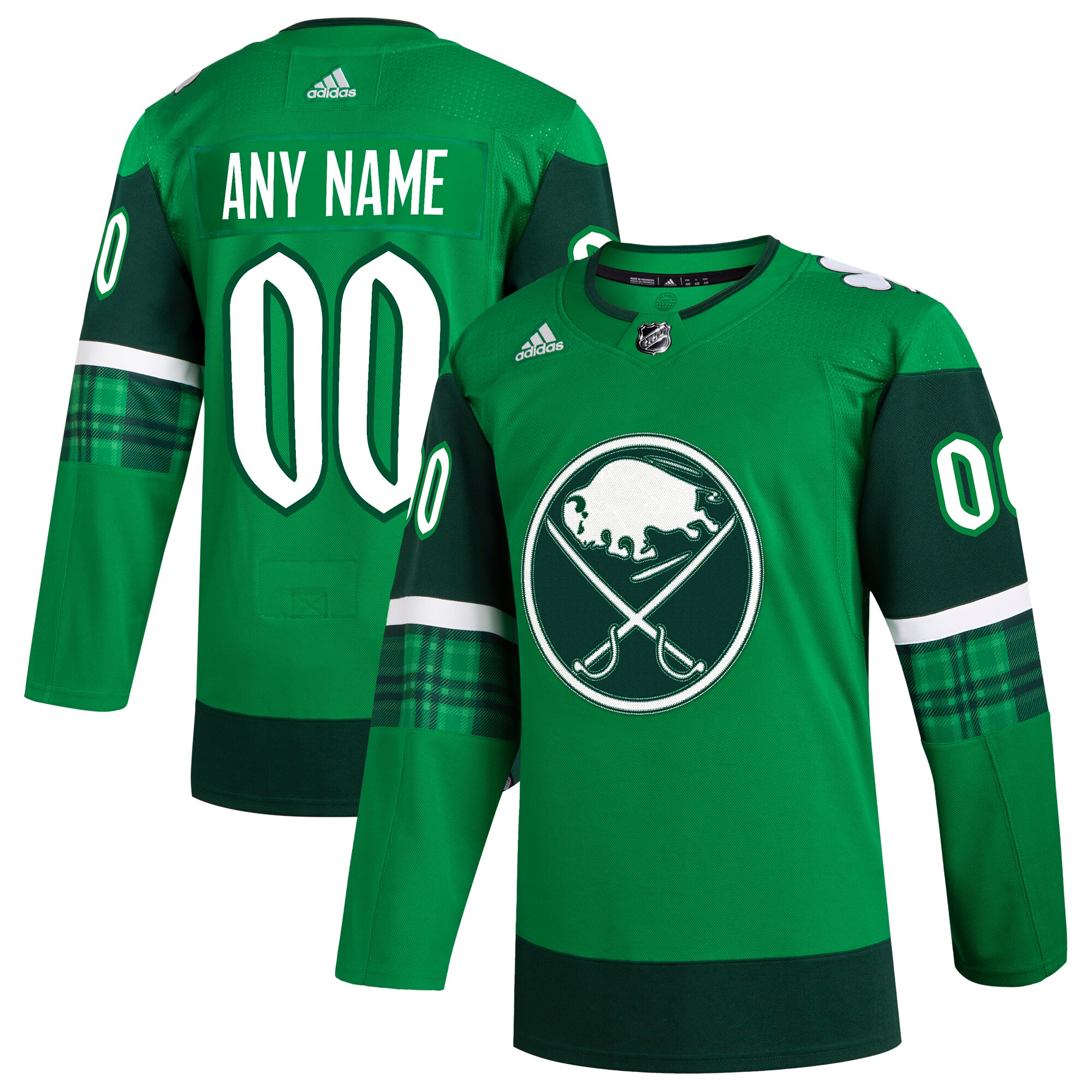  Buffalo Sabres adidas St. Patrick's Day Authentic Custom Jersey - Kelly Green