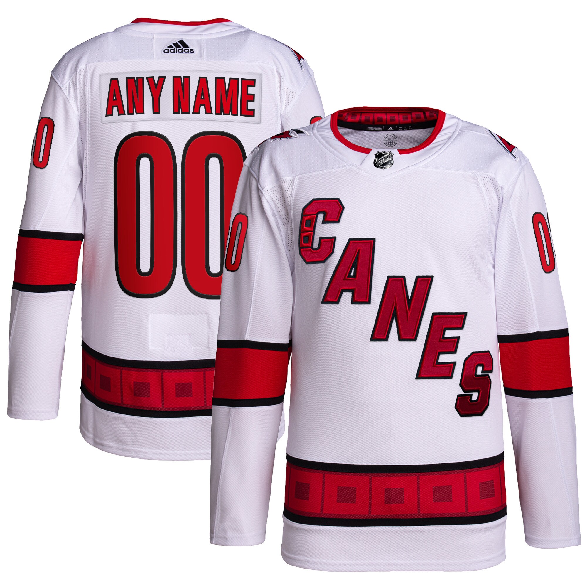  Carolina Hurricanes adidas  Away  Primegreen Authentic Custom Jersey - White