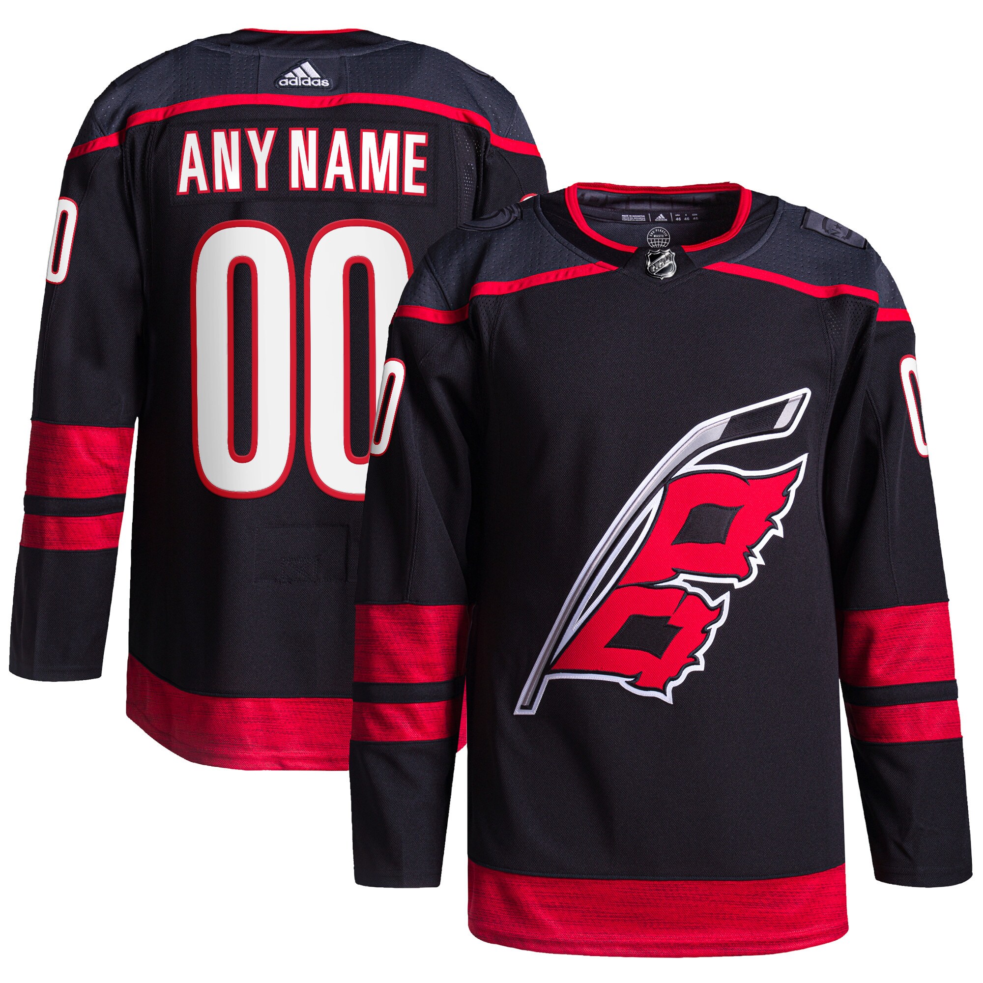  Carolina Hurricanes adidas  Home  Primegreen Authentic Custom Jersey - Black