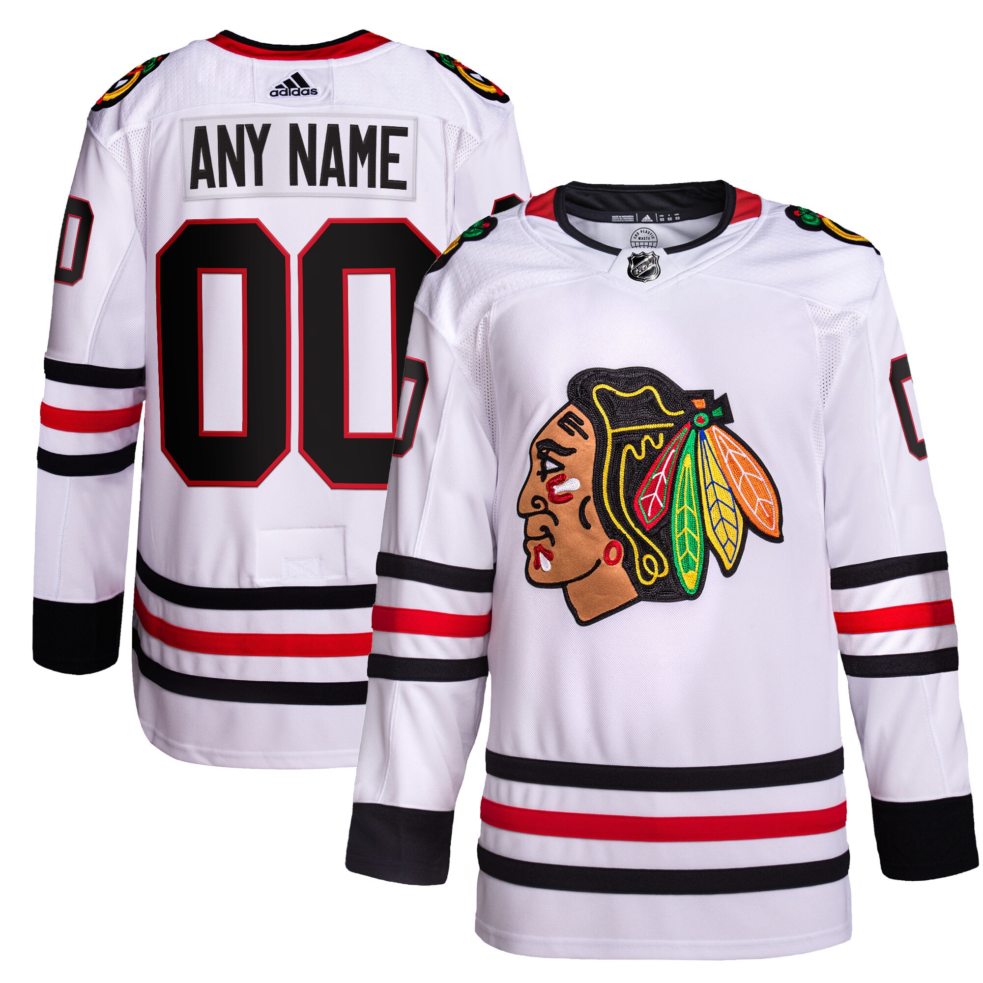  Chicago Blackhawks adidas  Away  Primegreen Authentic Custom Jersey - White