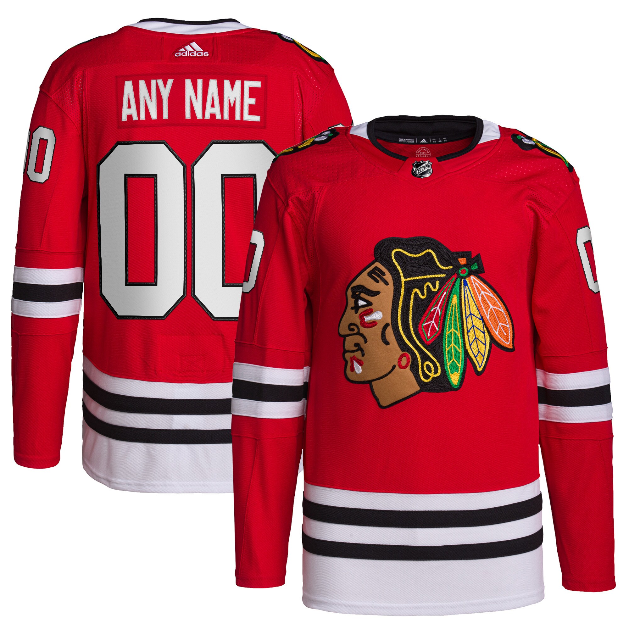  Chicago Blackhawks adidas  Home  Primegreen Authentic Custom Jersey - Red