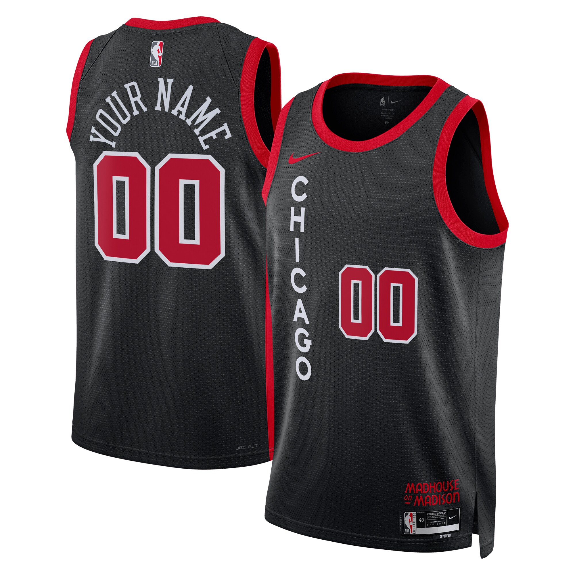  Chicago Bulls Nike Unisex 2023/24 Custom Swingman Jersey - Black - City Edition