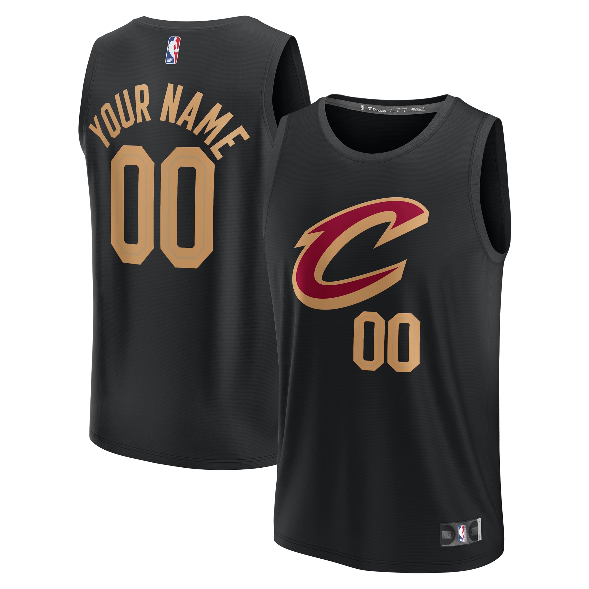  Cleveland Cavaliers Fanatics Fast Break Custom Jersey - Black - Statement Edition