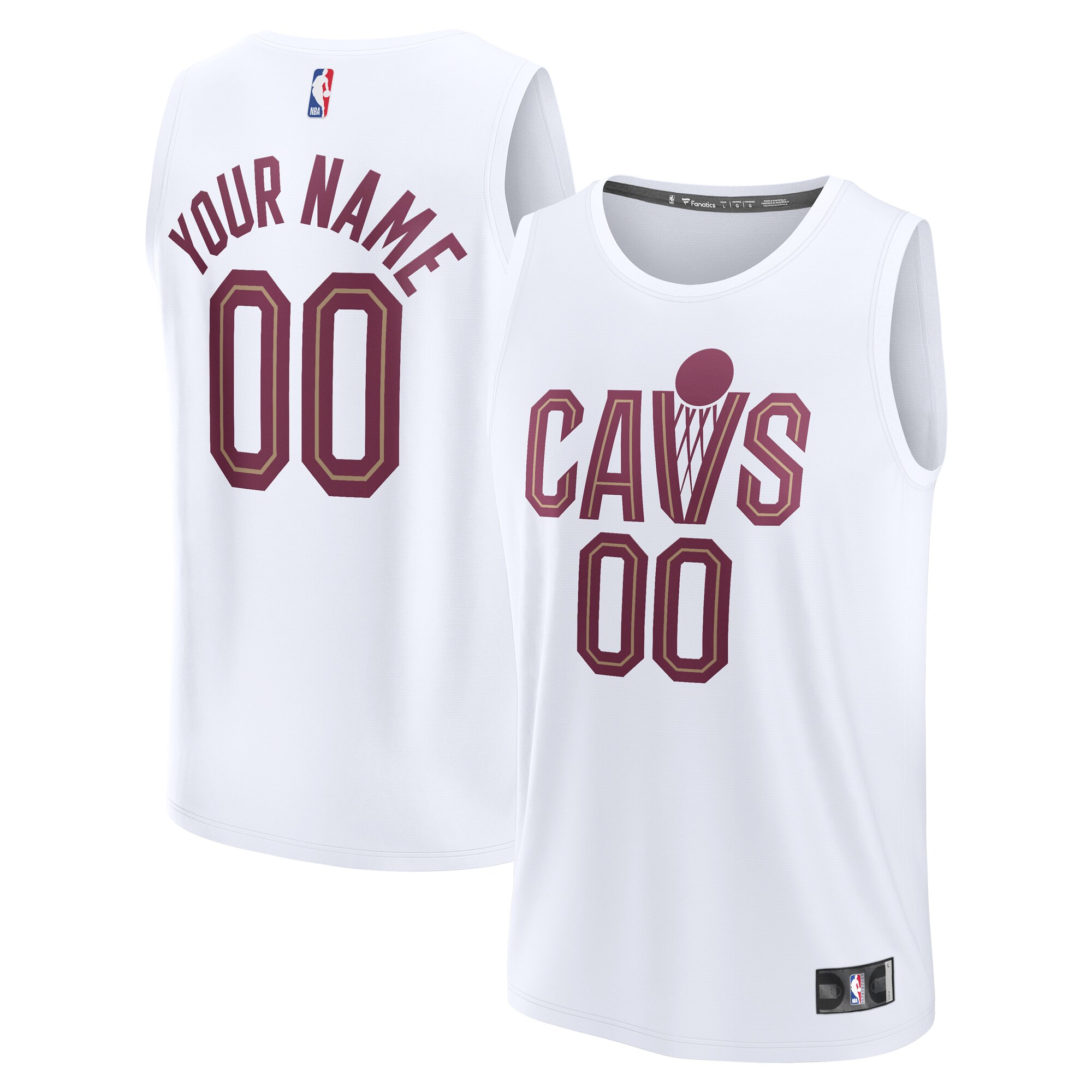  Cleveland Cavaliers Fanatics Youth Fast Break Replica Custom Jersey - Association Edition - White