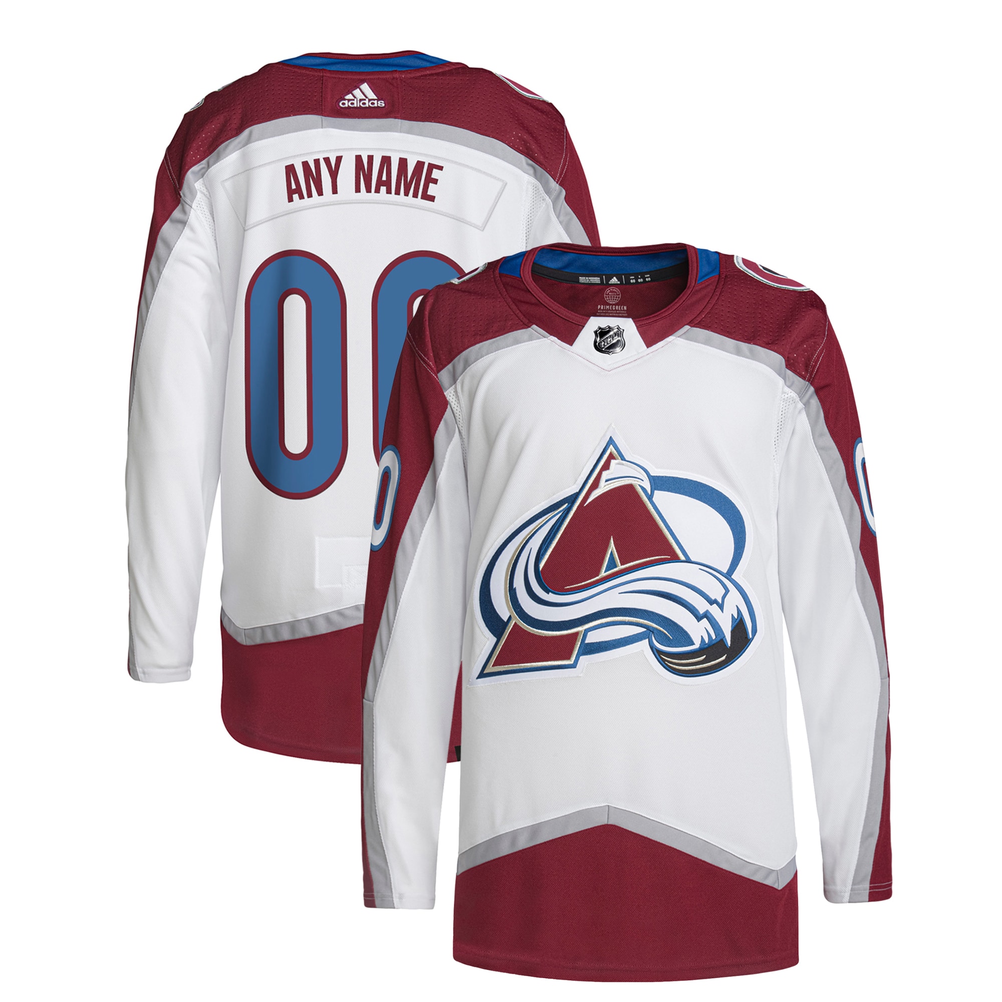  Colorado Avalanche adidas  Away  Primegreen Authentic Custom Jersey - White