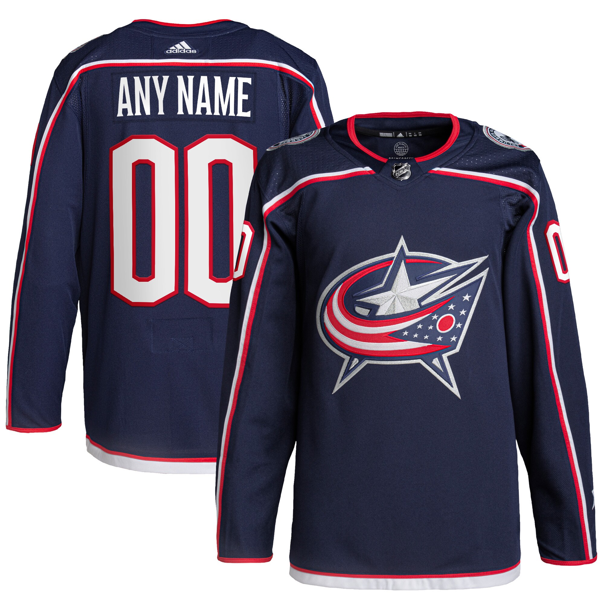 Columbus Blue Jackets adidas  Home  Primegreen Authentic Custom Jersey - Navy