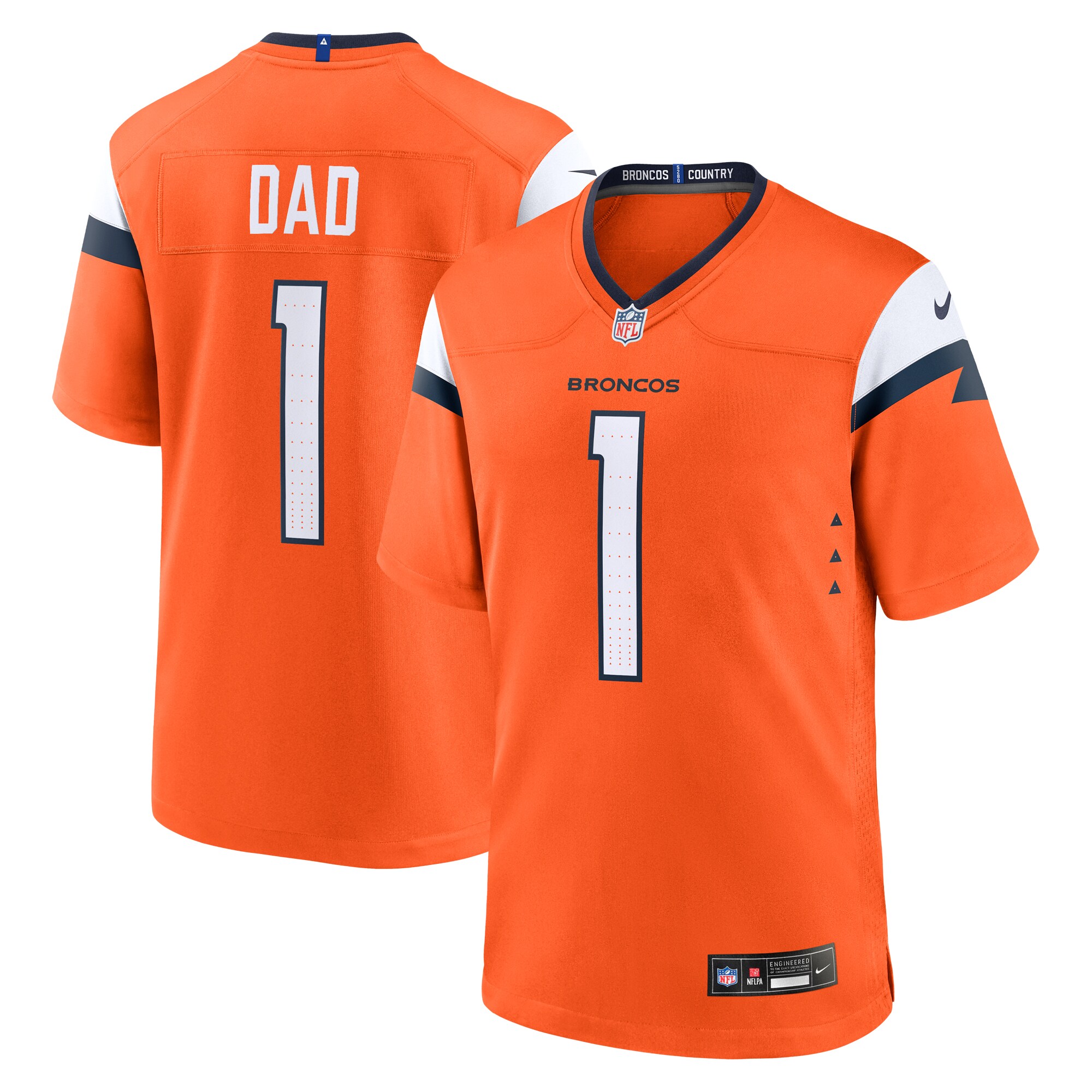  Denver Broncos Nike #1 Dad Game Jersey - Orange