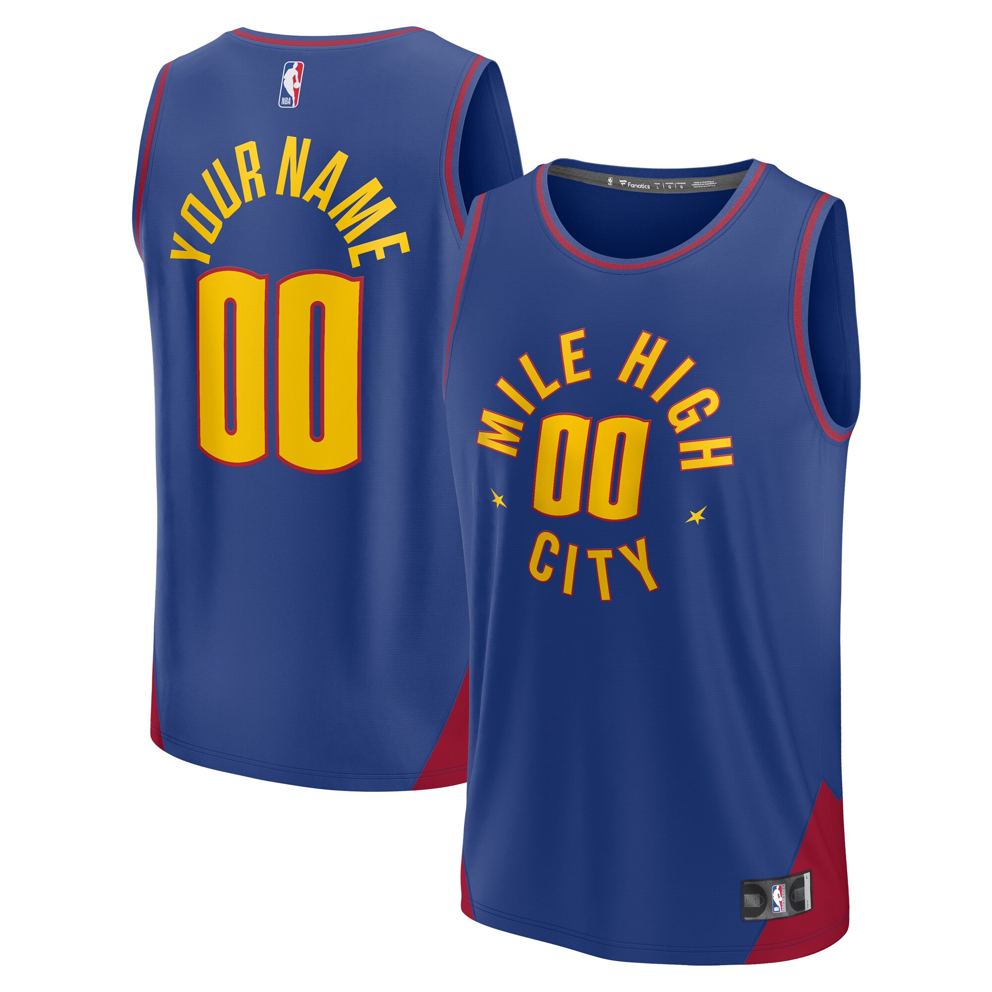  Denver Nuggets Fanatics 2022/23 Fast Break Custom Replica Jersey - Blue - Statement Edition