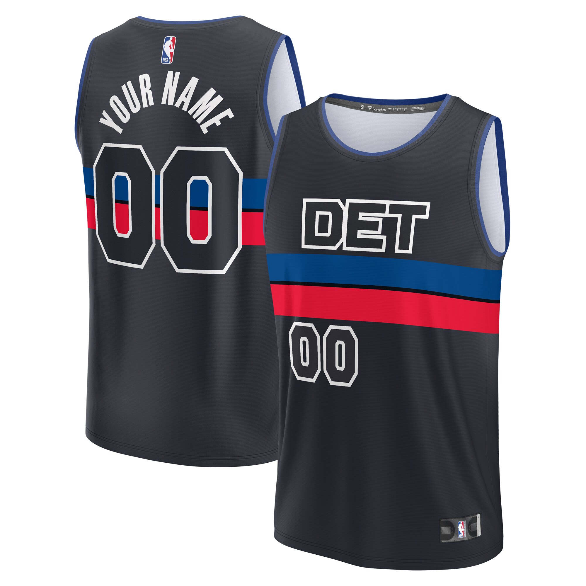  Detroit Pistons Fanatics Fast Break Custom Jersey - Charcoal - Statement Edition