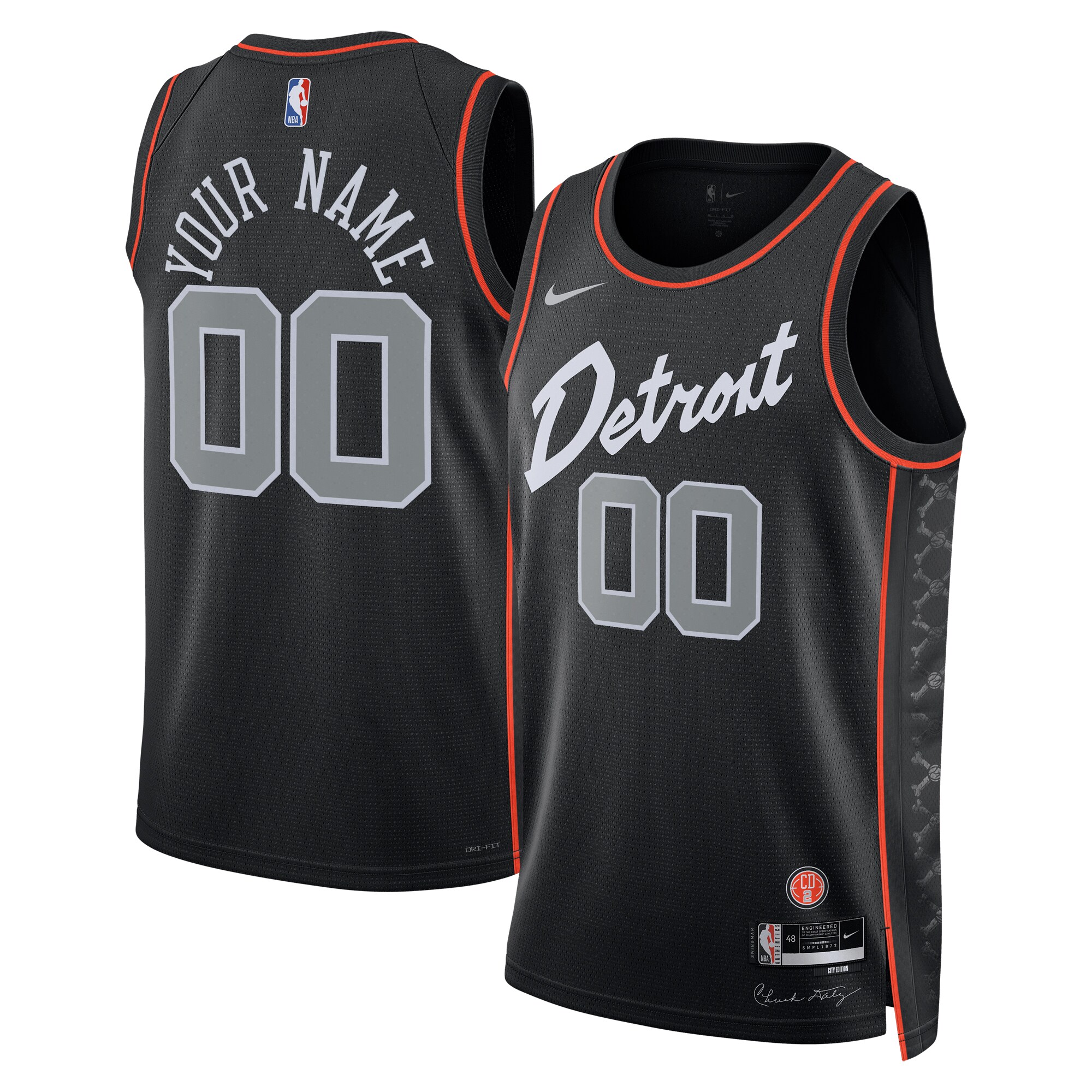  Detroit Pistons Nike Unisex 2023/24 Custom Swingman Jersey - Black - City Edition