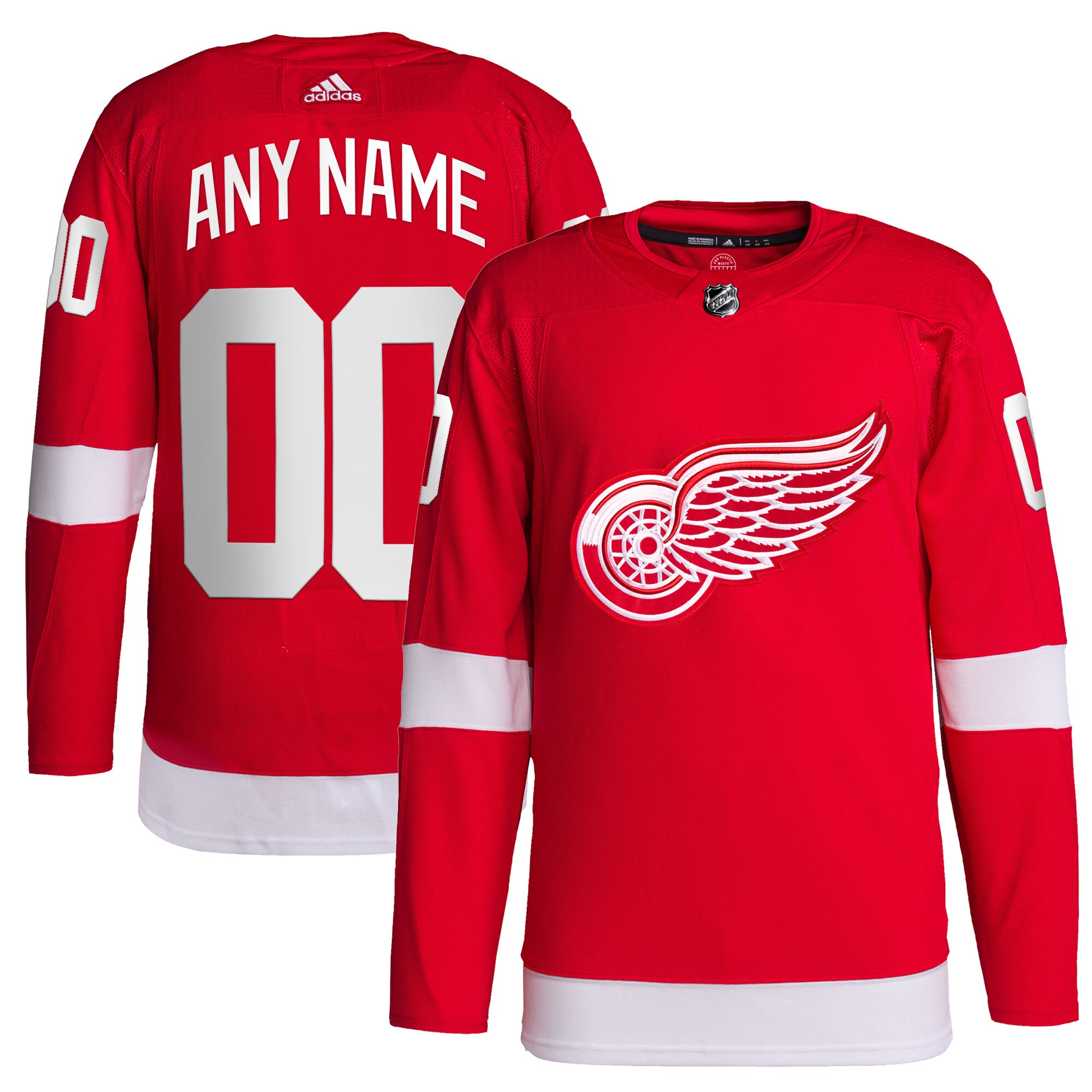  Detroit Red Wings adidas  Home  Primegreen Authentic Custom Jersey - Red