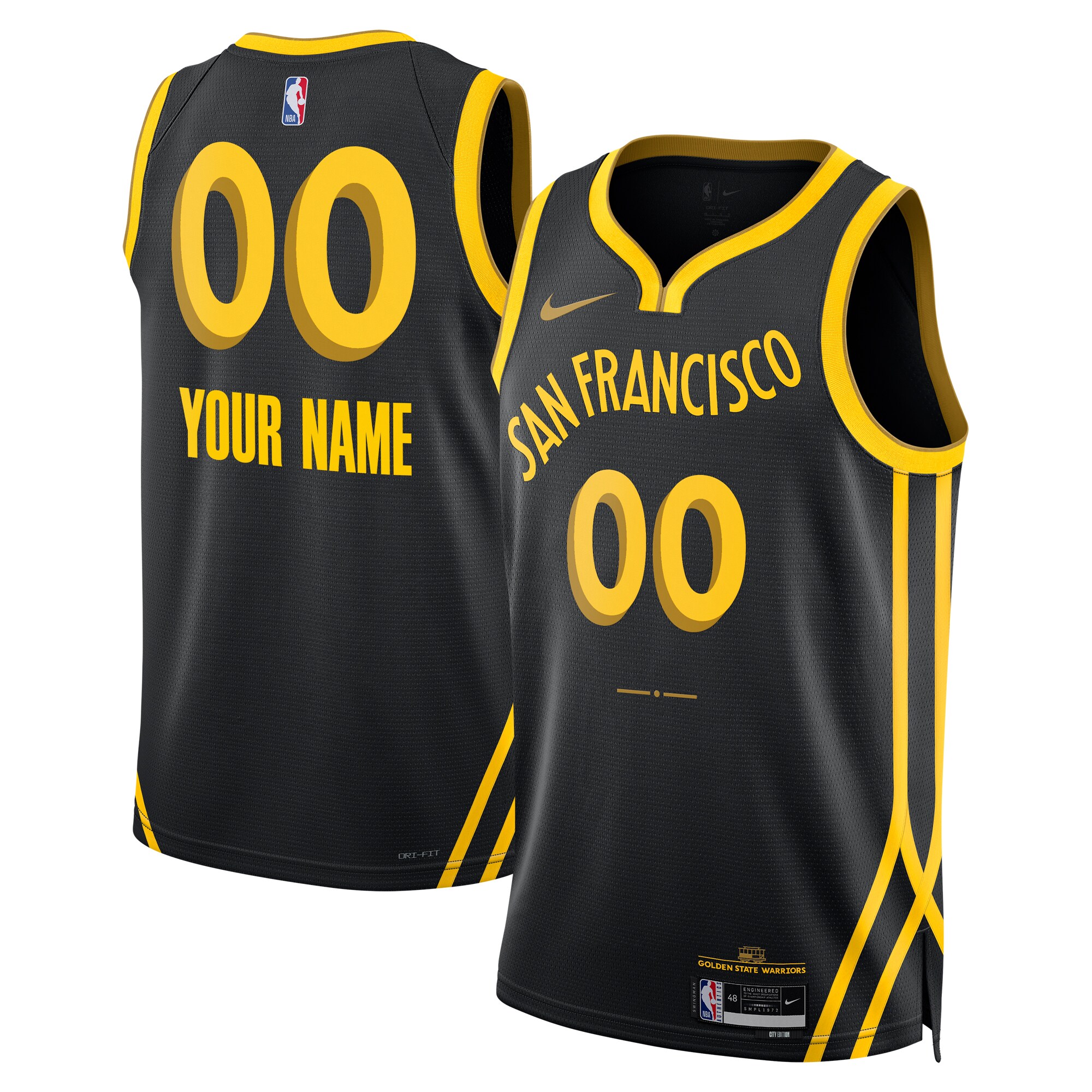  Golden State Warriors Nike Unisex 2023/24 Custom Swingman Jersey - Black - City Edition