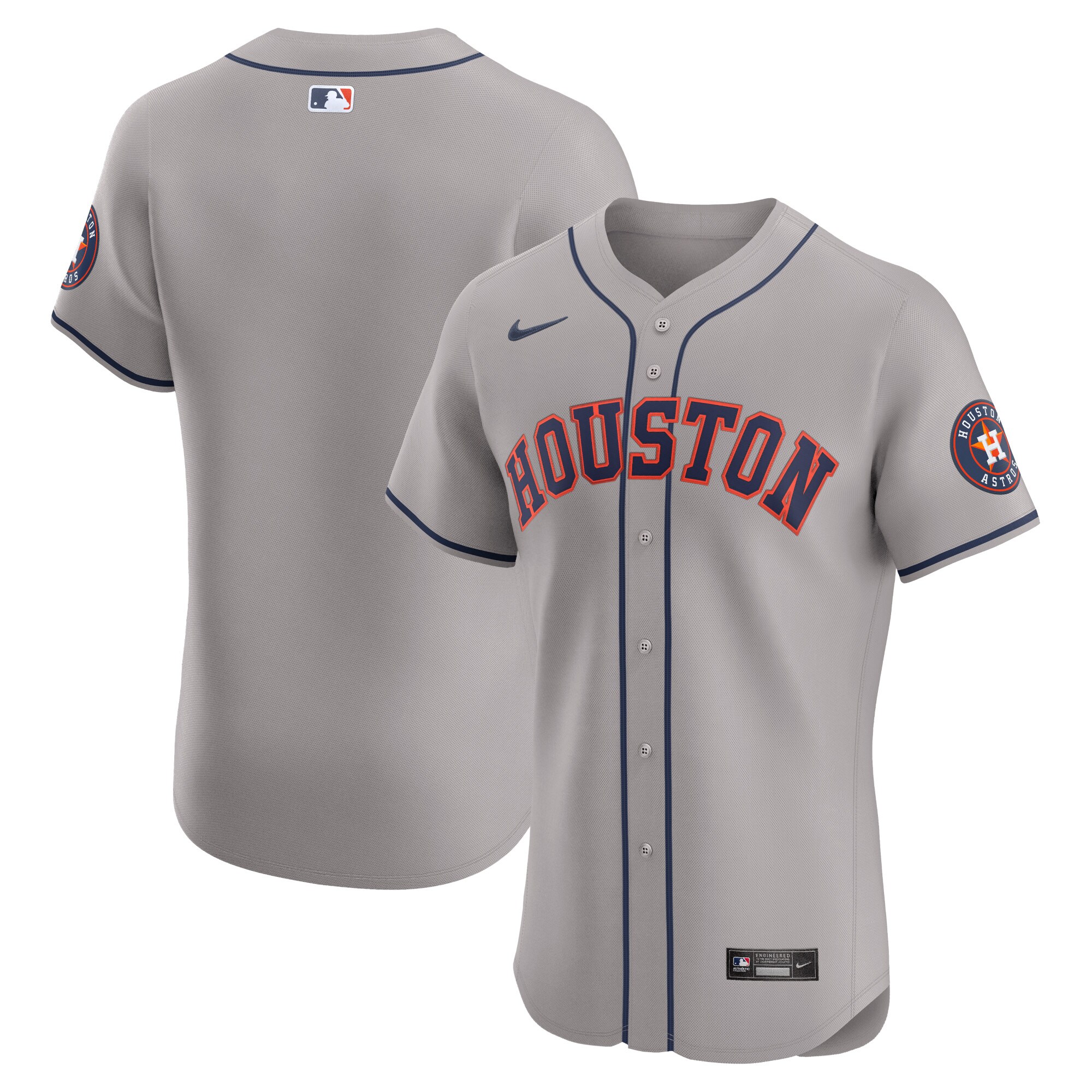  Houston Astros Nike Road Vapor Premier Elite Patch Jersey - Gray