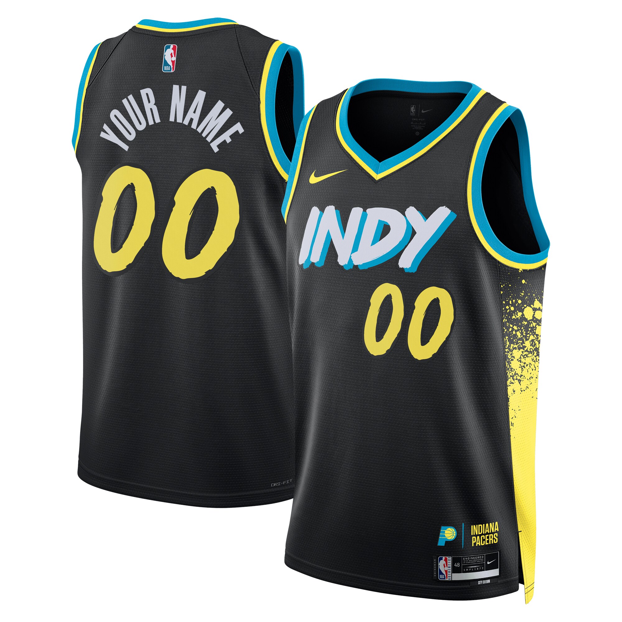  Indiana Pacers Nike Unisex 2023/24 Custom Swingman Jersey - Black - City Edition