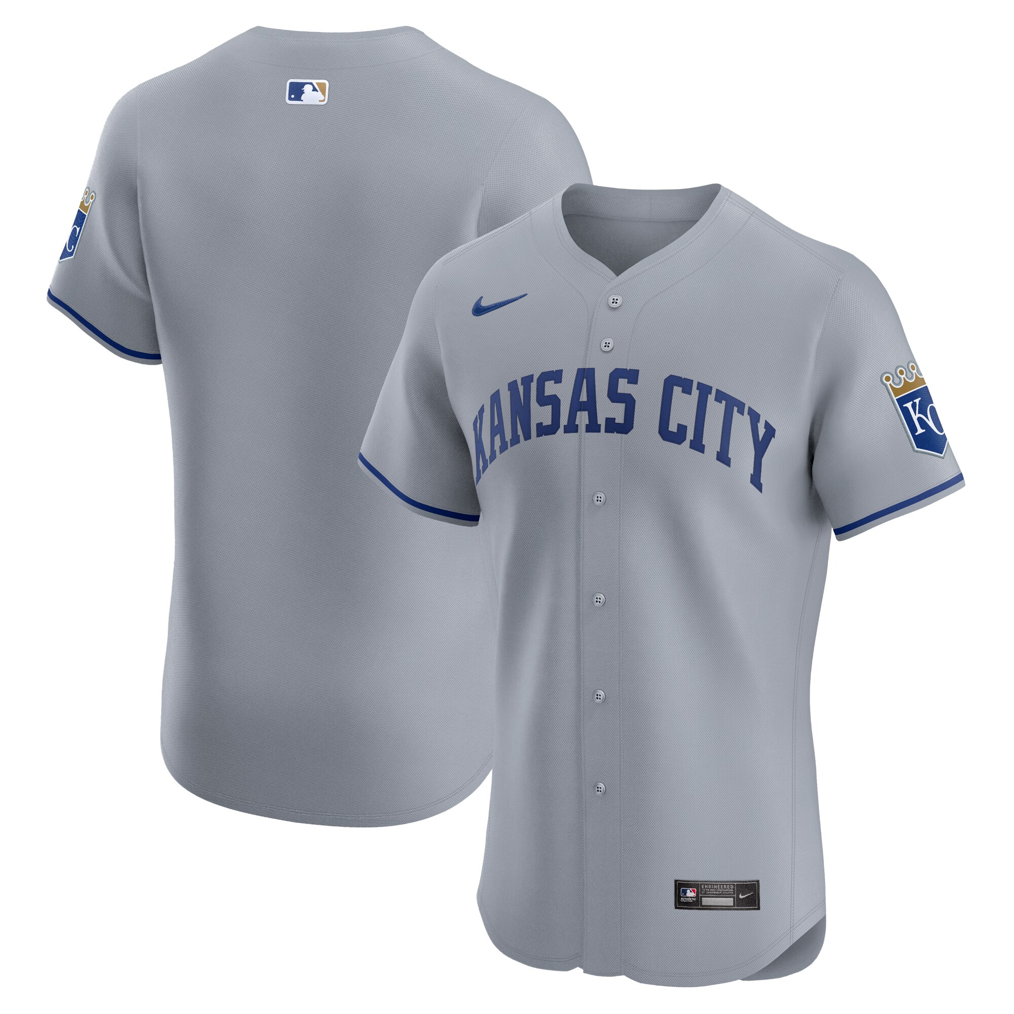  Kansas City Royals Nike Road Vapor Premier Elite Patch Jersey - Gray