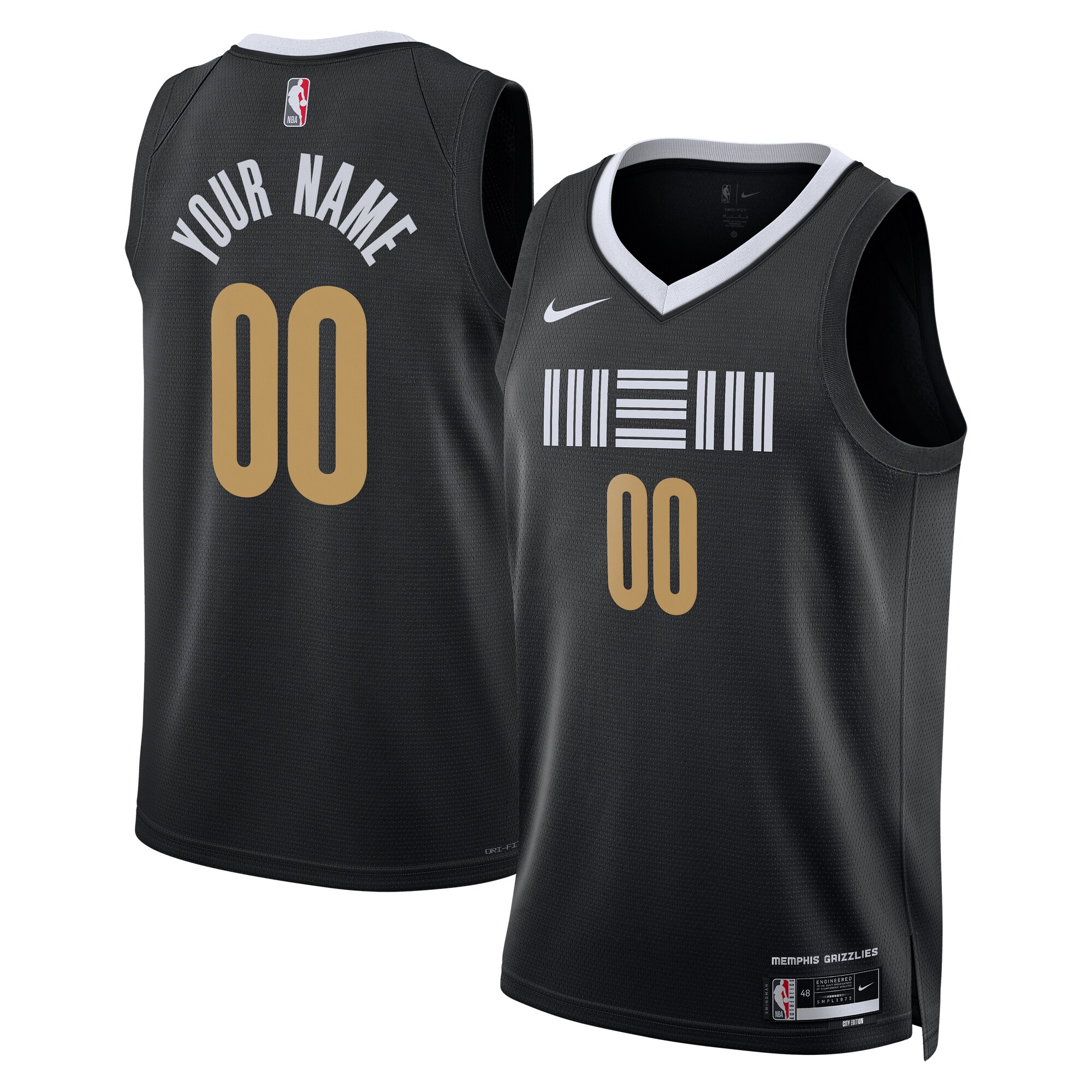  Memphis Grizzlies Nike Unisex 2023/24 Custom Swingman Jersey - Black - City Edition