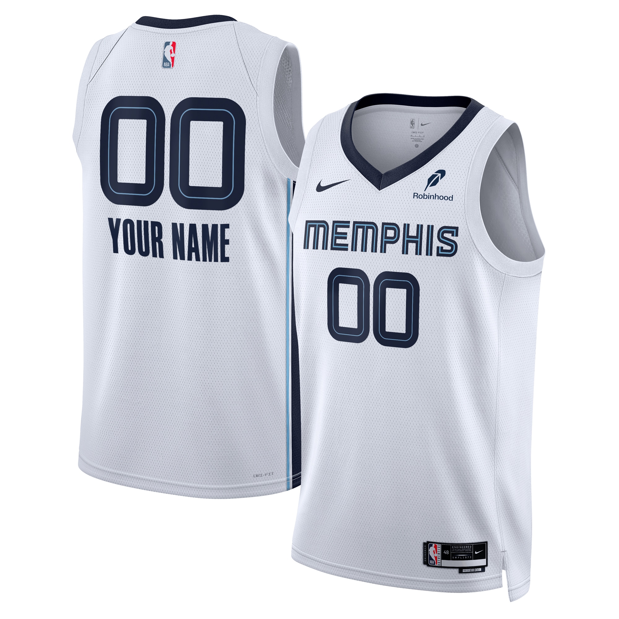  Memphis Grizzlies Nike Unisex Custom Swingman Badge Jersey - Association Edition - White
