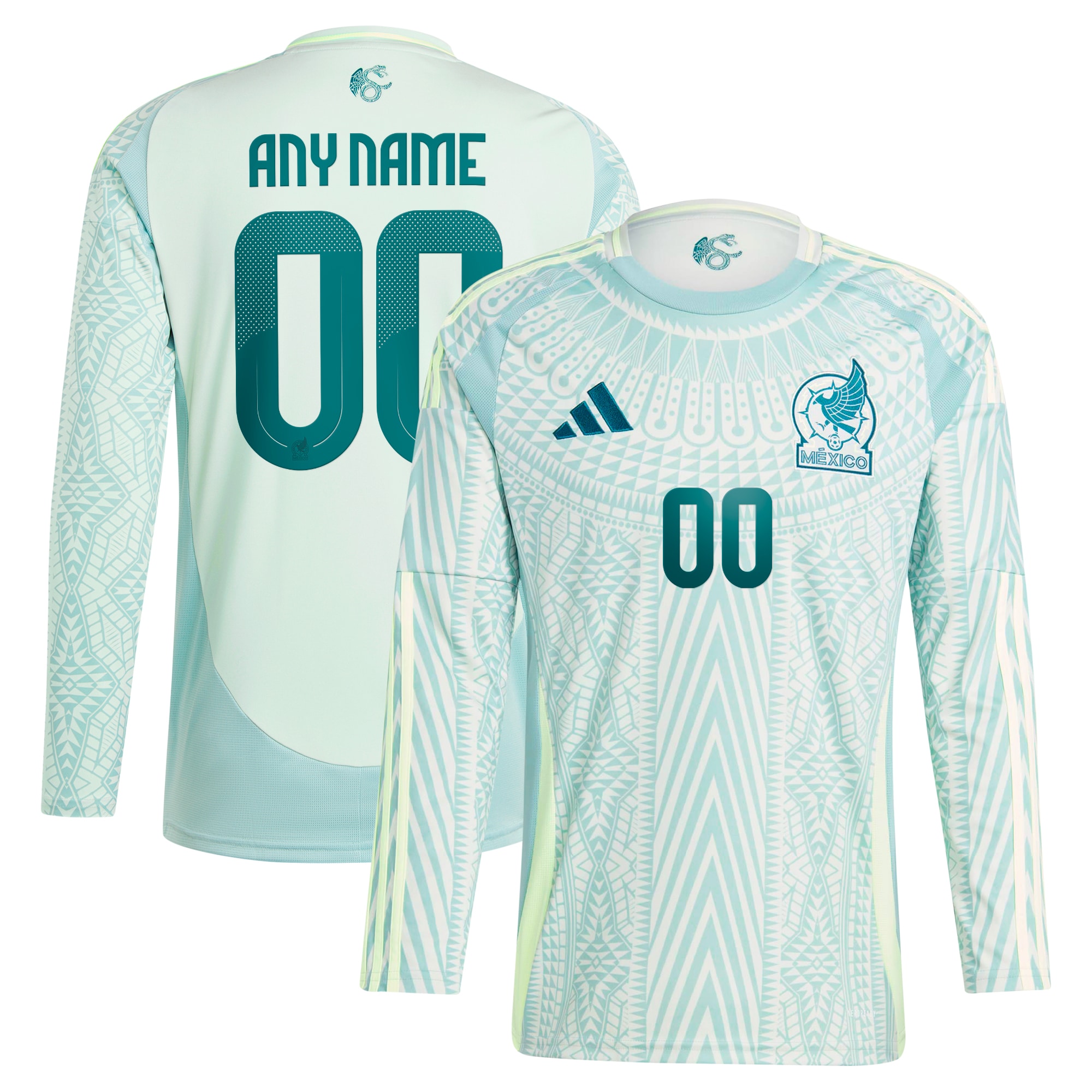 Mexico National Team adidas 2024 Away Replica Custom Long Sleeve Jersey - Green