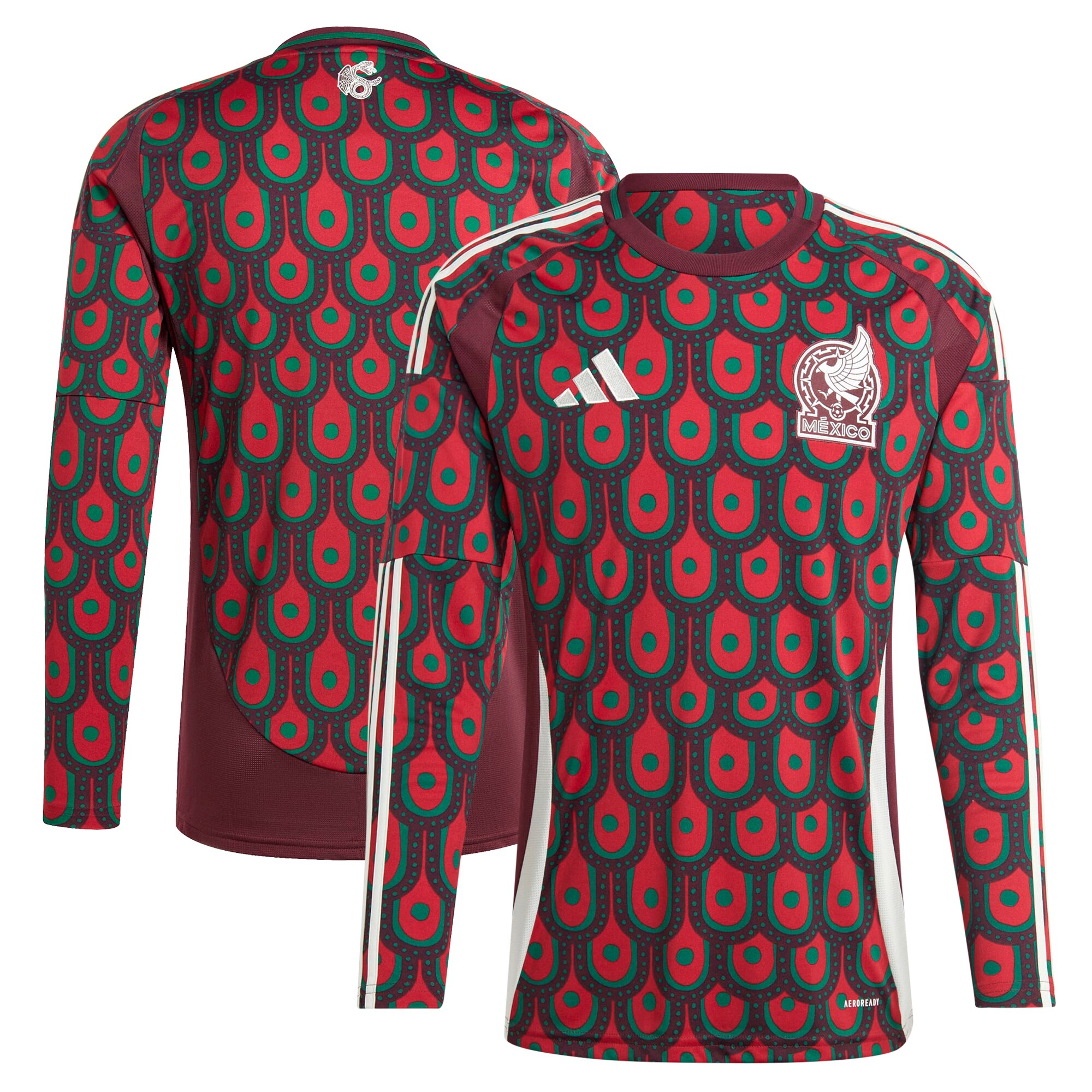  Mexico National Team adidas 2024 Home Replica Long Sleeve Jersey - Burgundy