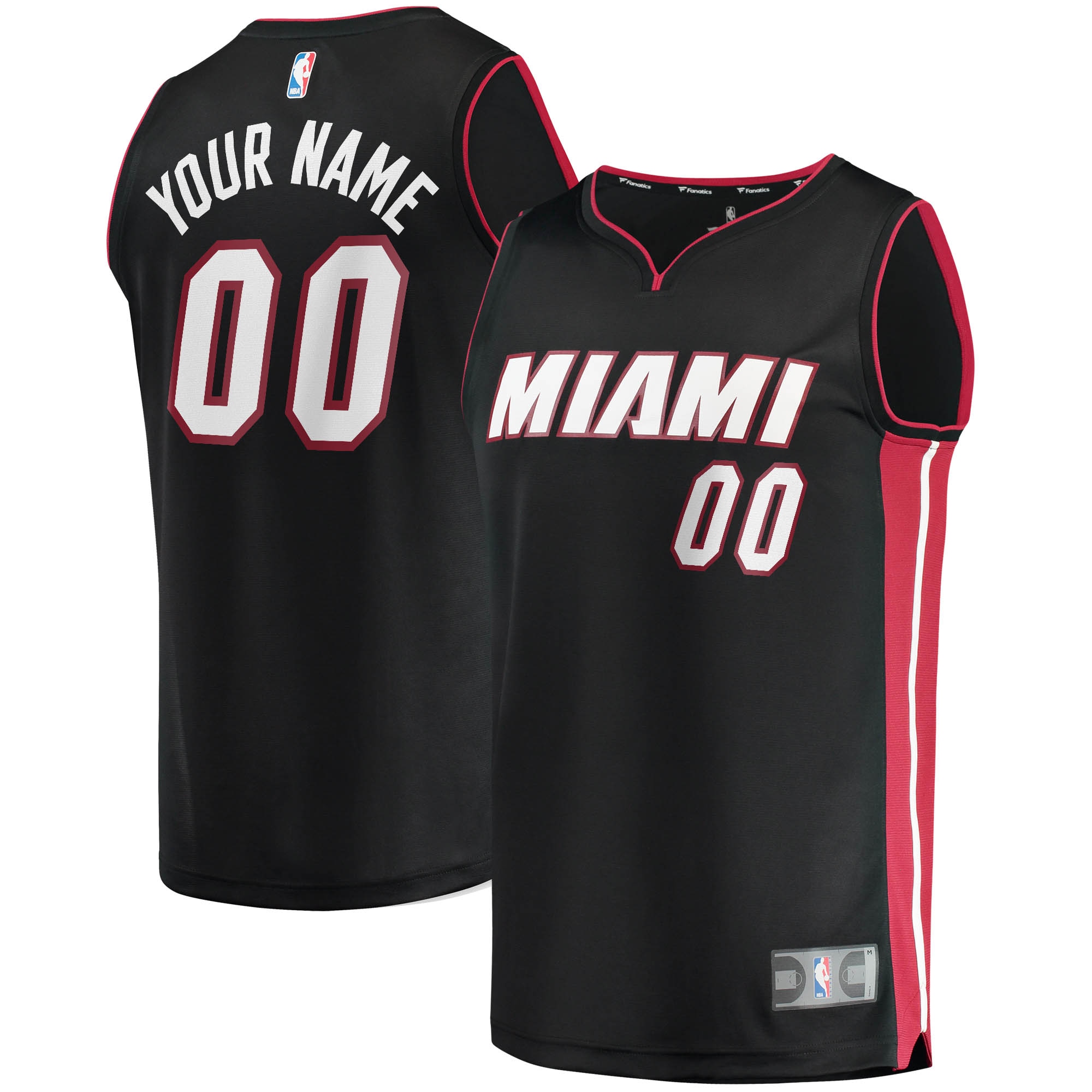 Miami Heat Fanatics Fast Break Custom Replica Jersey Black - Icon Edition
