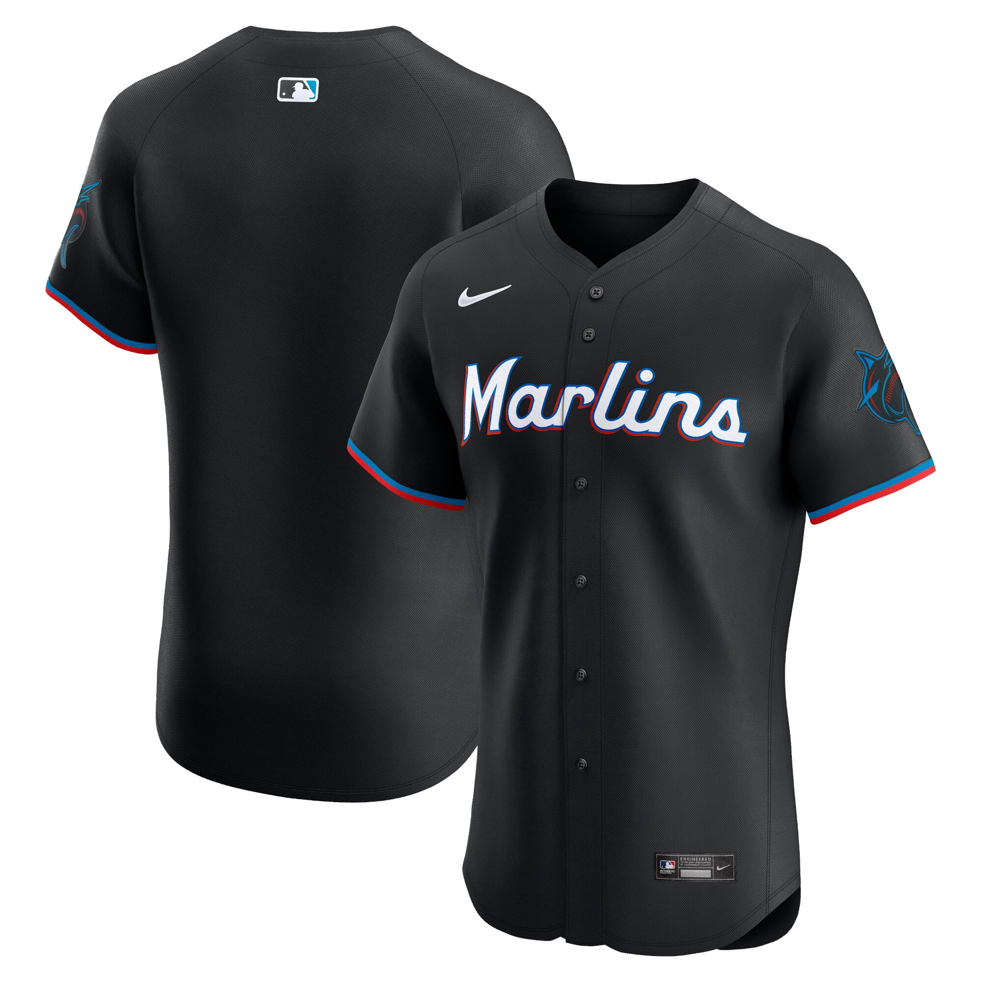  Miami Marlins Nike Alternate Vapor Premier Elite Patch Jersey - Black