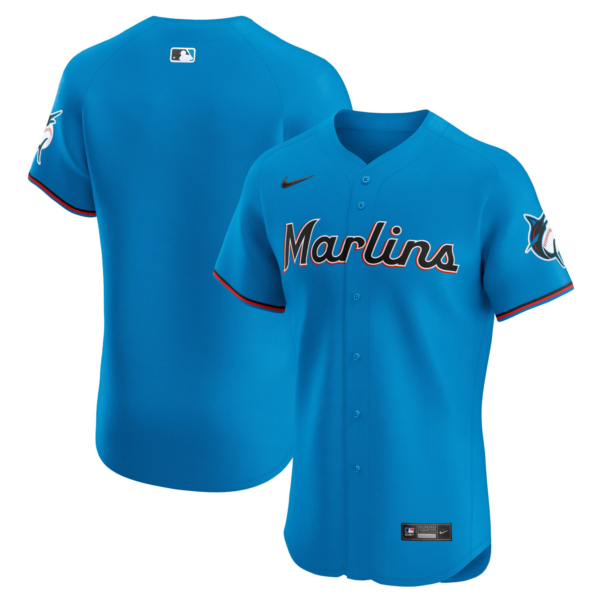  Miami Marlins Nike Alternate Vapor Premier Elite Patch Jersey - Blue