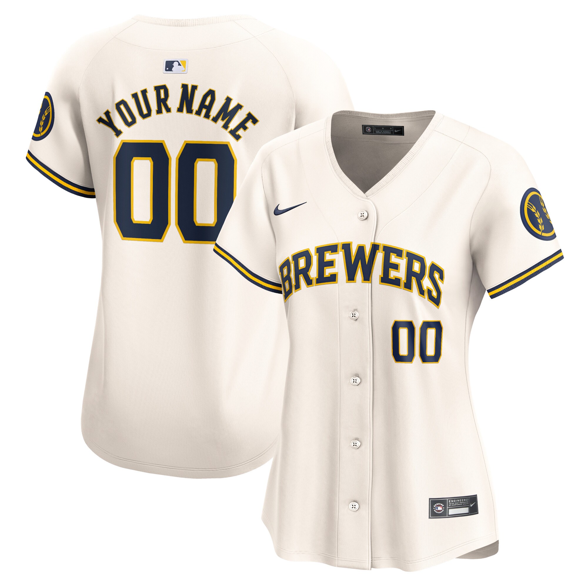 Milwaukee Brewers Nike Women's Home Limited Custom Jersey - Cream