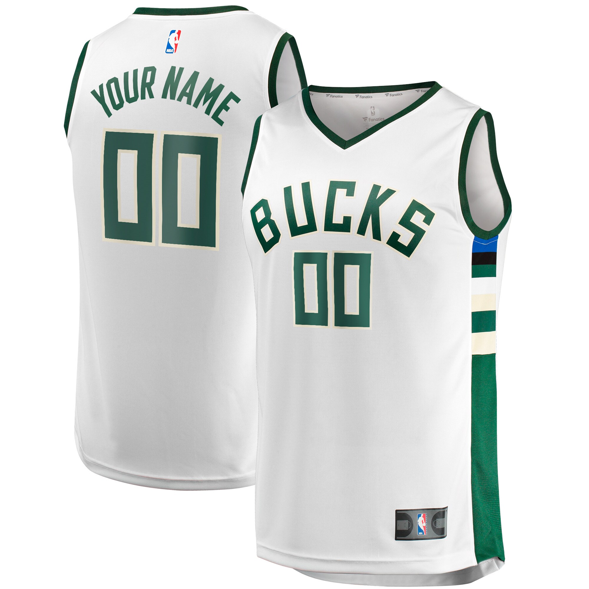  Milwaukee Bucks Fanatics Unisex Fast Break Custom Jersey - White - Association Edition