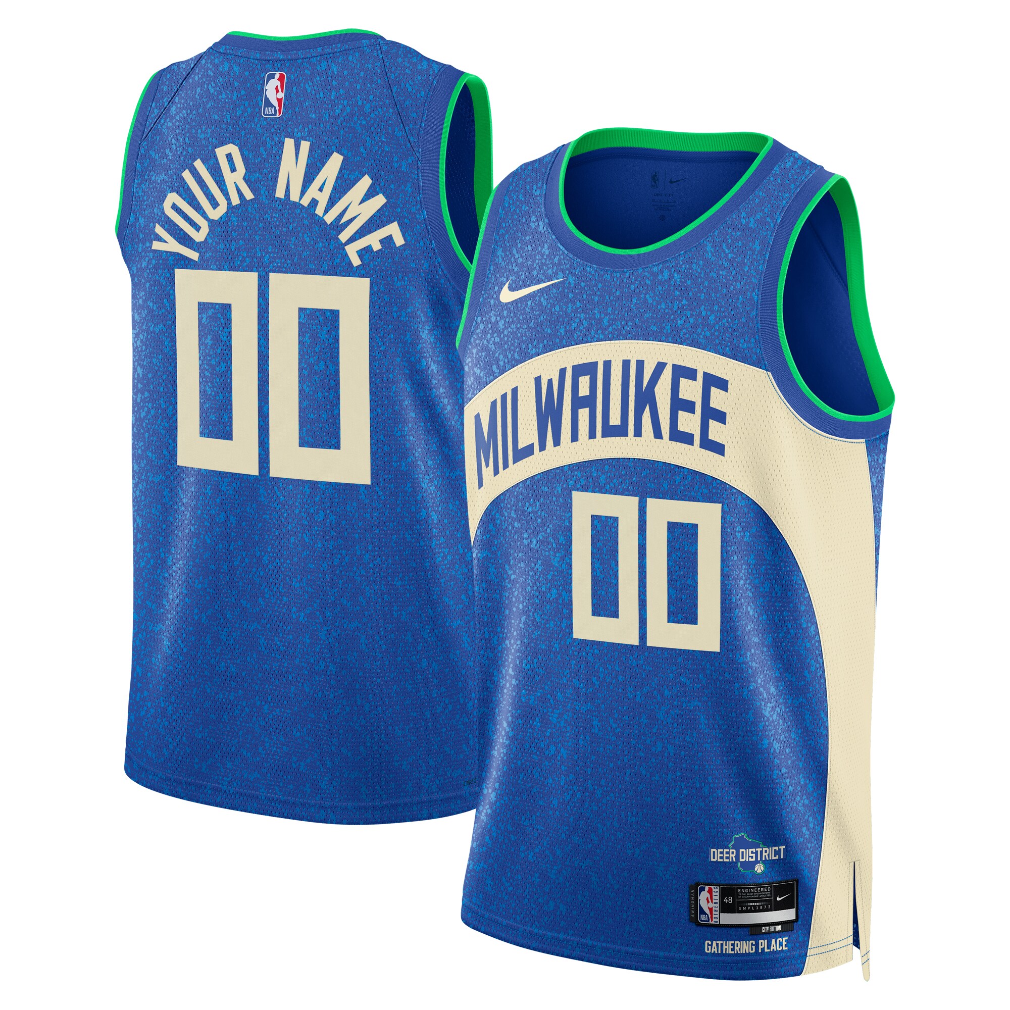  Milwaukee Bucks Nike Unisex 2023/24 Custom Swingman Jersey - Royal - City Edition
