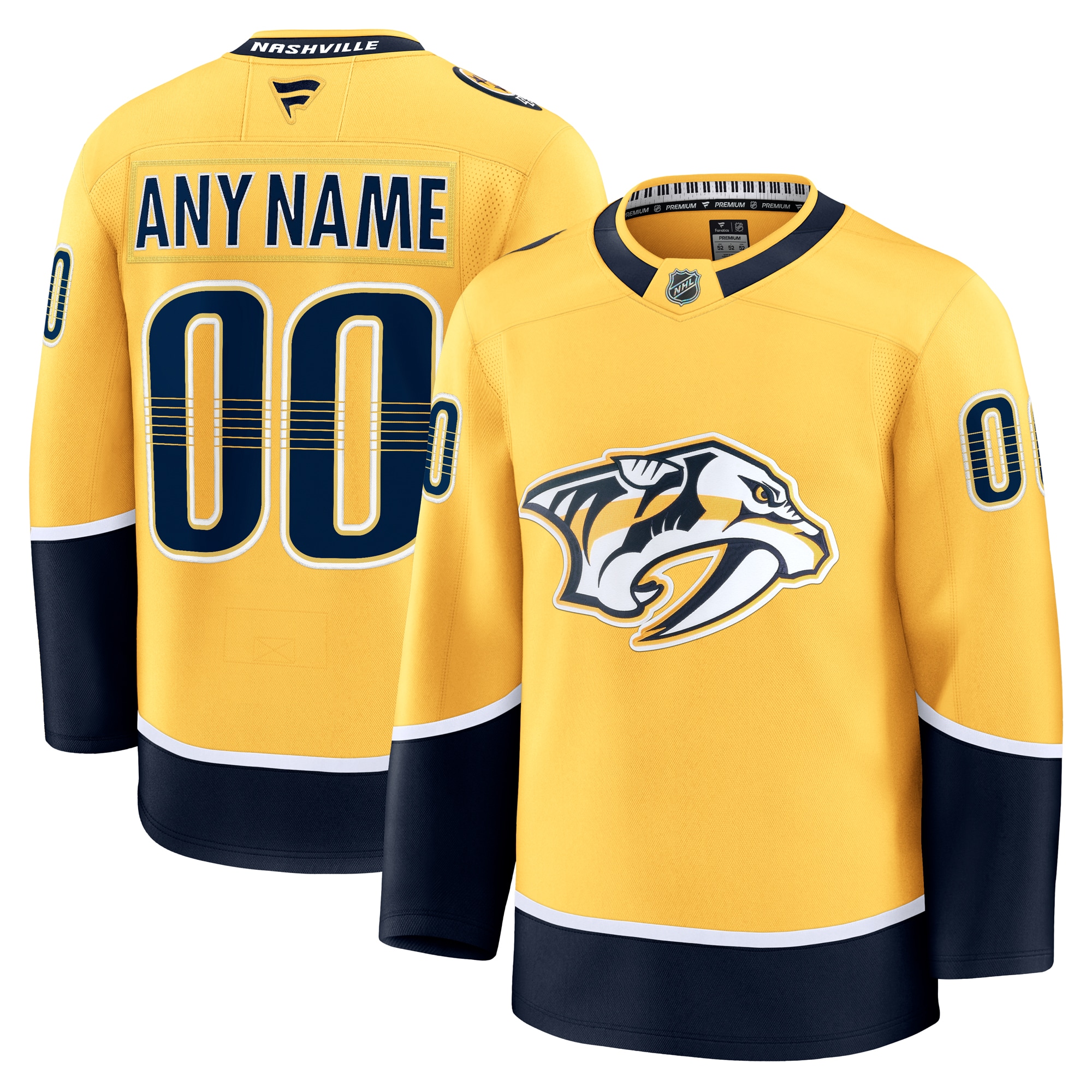 Nashville Predators Fanatics Home Premium Custom Jersey - Gold