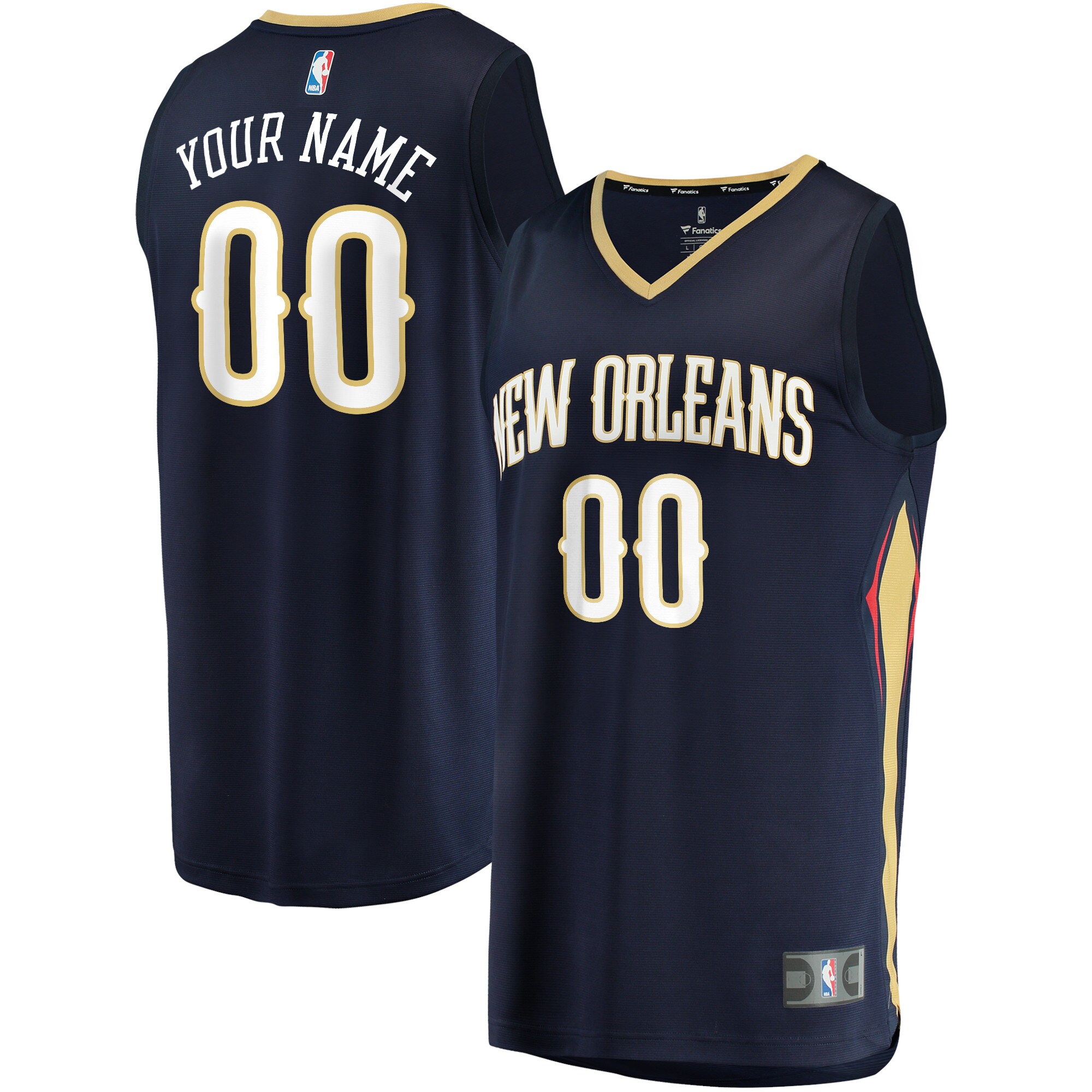  New Orleans Pelicans Fanatics Youth Fast Break Custom Jersey - Navy - Icon Edition